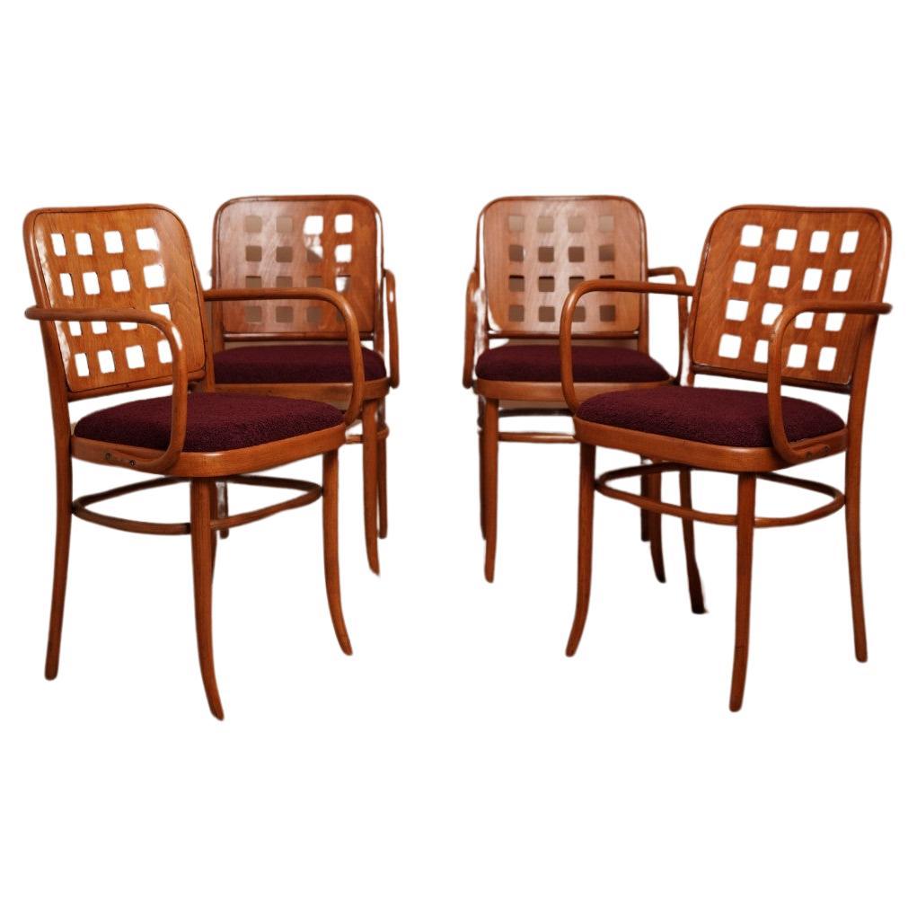 Satz von vier Vintage Josef Hoffmann Prag 811 Stühlen, hergestellt von STOL Kamnik, 1960er Jahre