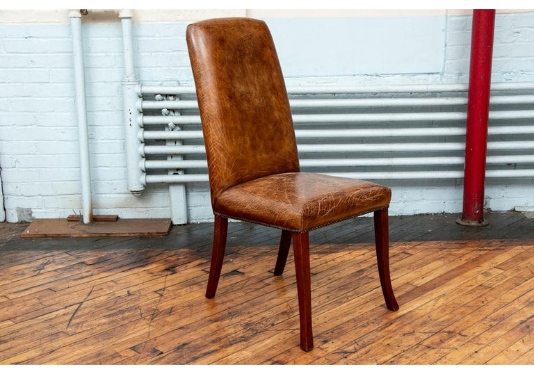 Set of Four Vintage Leather Dining Chairs For Sale at 1stDibs