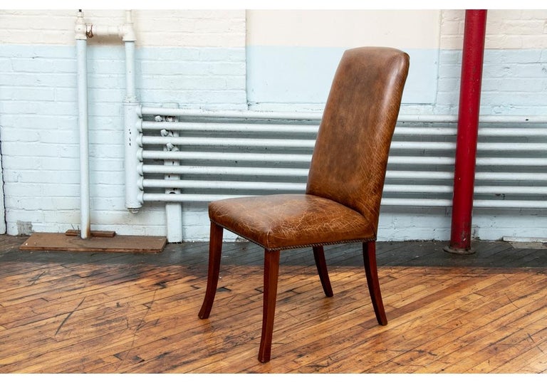 Set of Four Vintage Leather Dining Chairs For Sale at 1stDibs