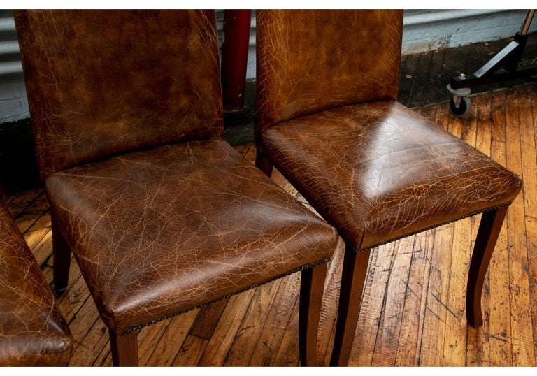 Set of Four Vintage Leather Dining Chairs For Sale at 1stDibs