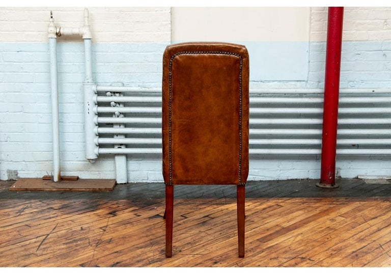 Set of Four Vintage Leather Dining Chairs For Sale at 1stDibs