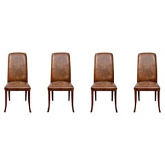 Set of Four Vintage Leather Dining Chairs 