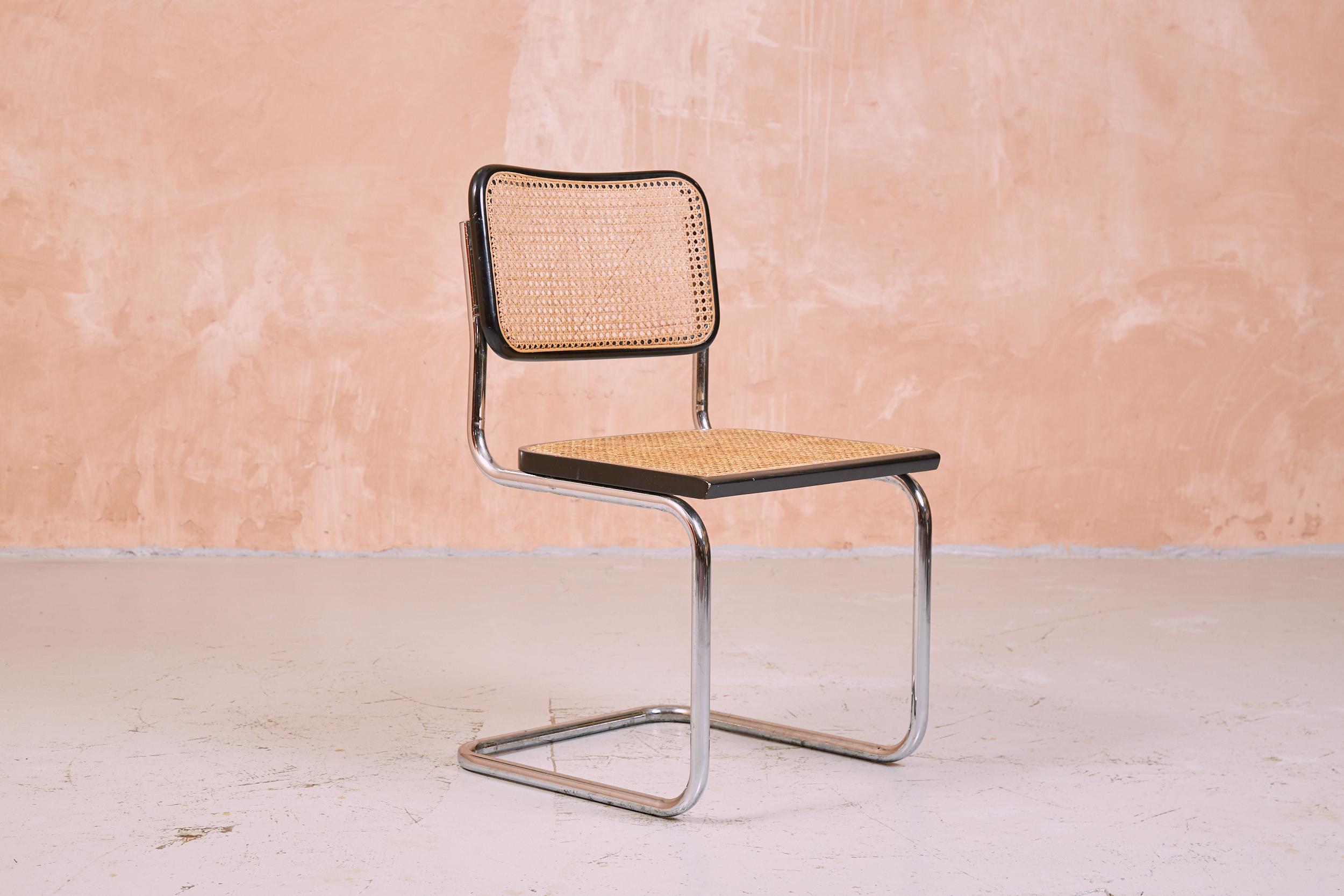 Set Of Four Vintage Marcel Breuer Cesca Chairs, Chrome And Rattan Cantilever 5