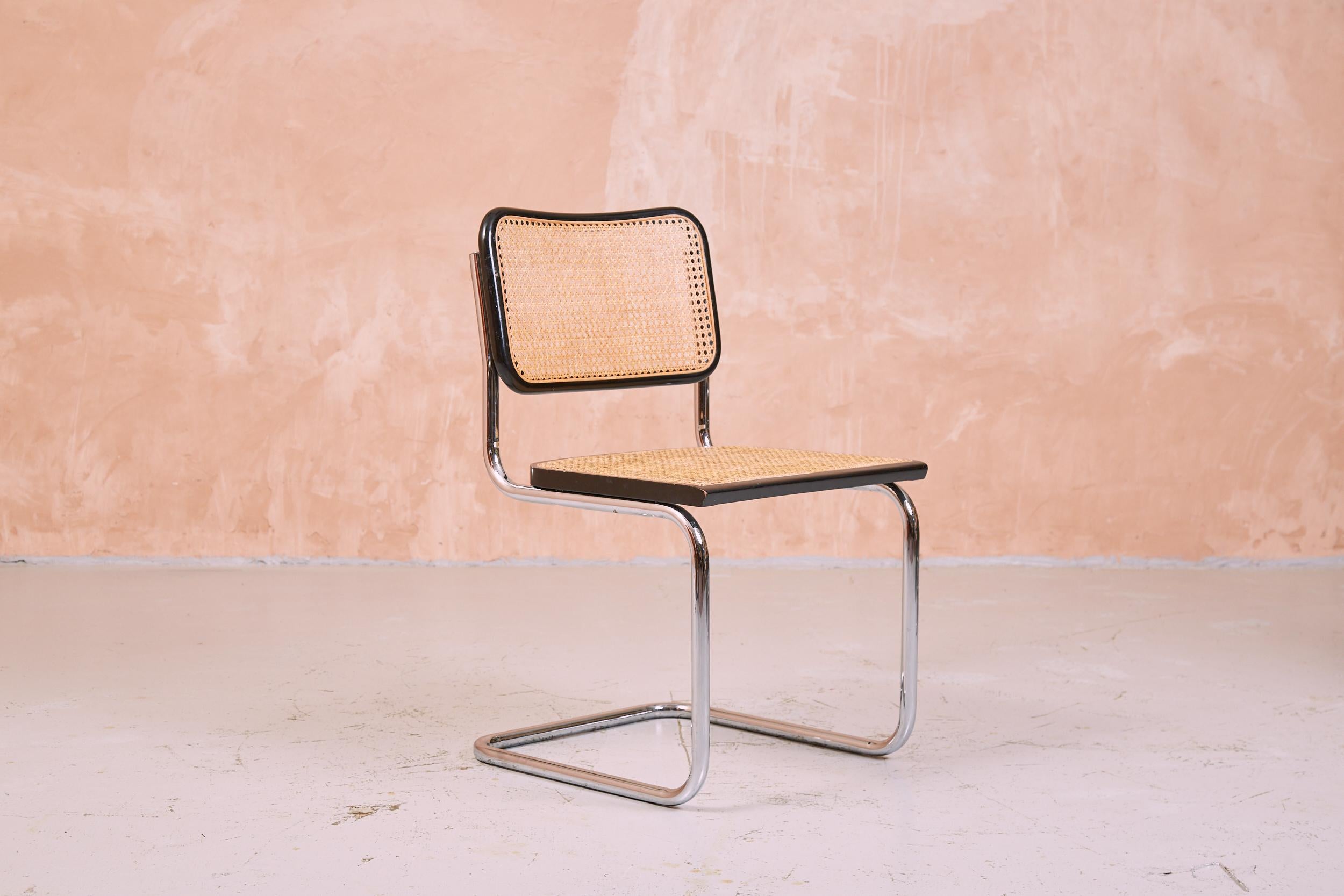 Set Of Four Vintage Marcel Breuer Cesca Chairs, Chrome And Rattan Cantilever 2