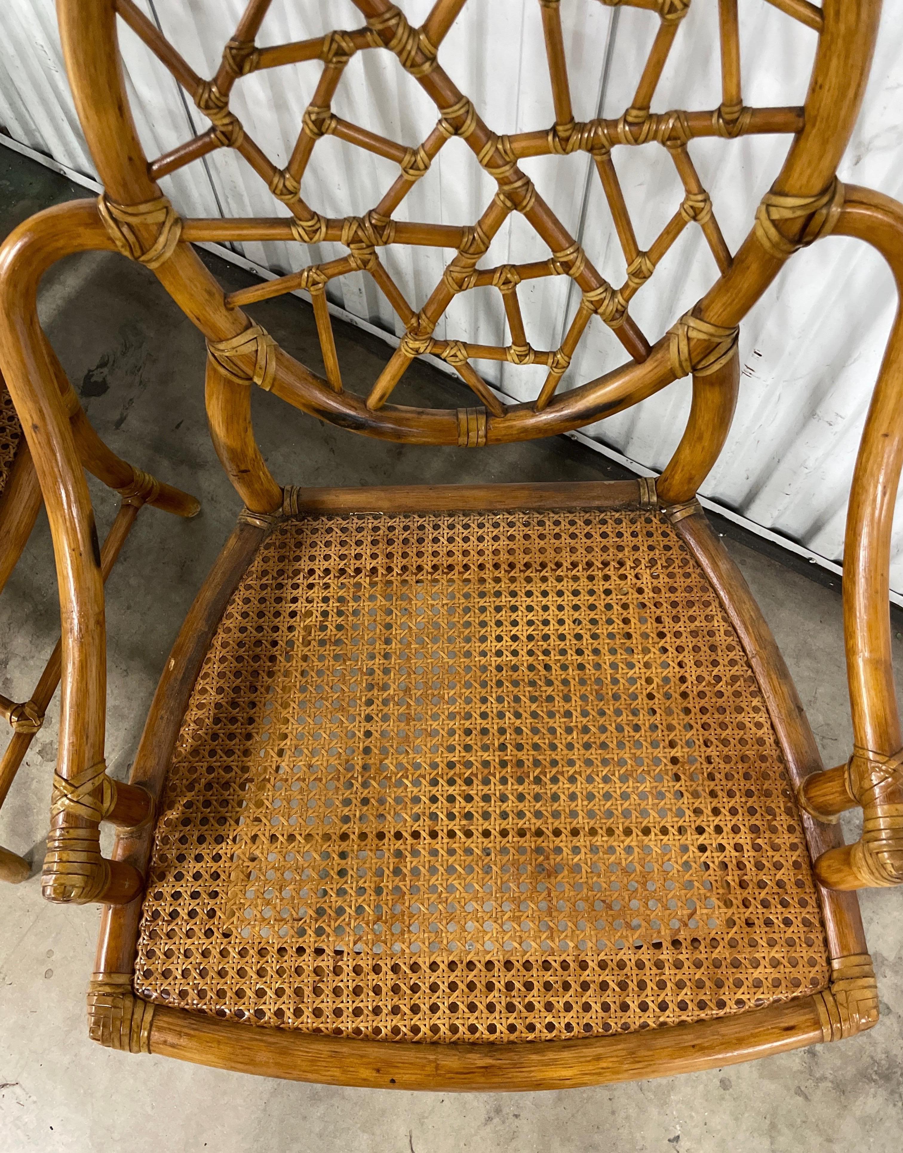 Set of Four Vintage Mc Guire Organic Cracked Ice Chairs 4