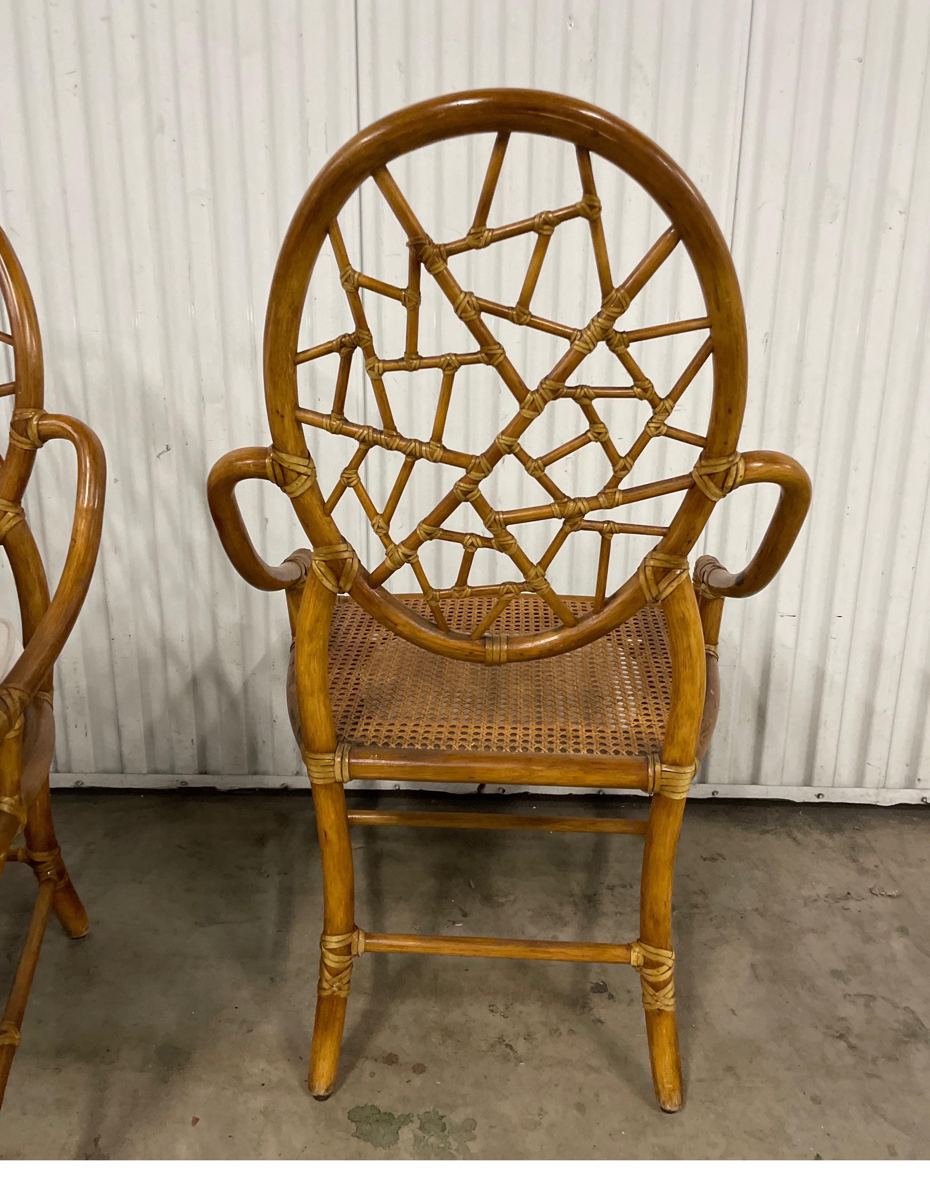 Set of Four Vintage Mc Guire Organic Cracked Ice Chairs 5