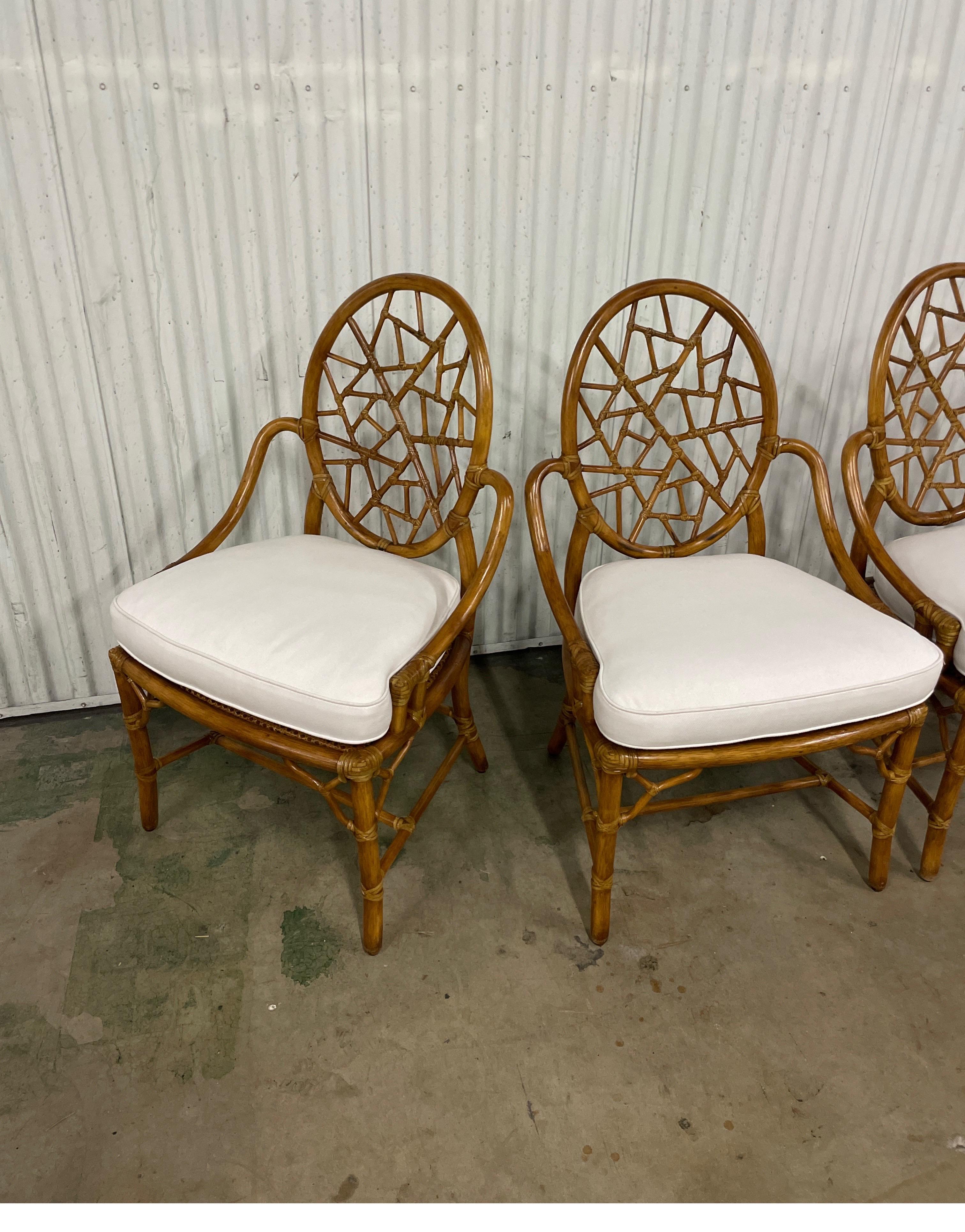 Vintage set of organic Mc Guire Cracked Ice chairs made in the United States with all natural materials. Seat height without cushion is 15.25