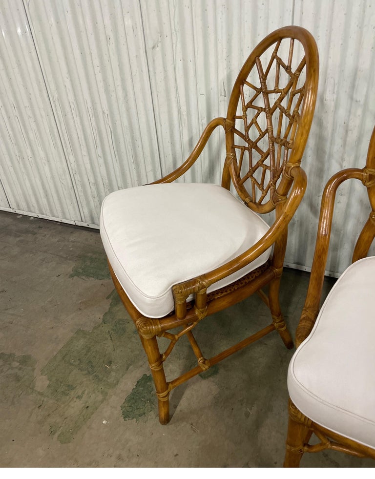 Set of Four Vintage Mc Guire Organic Cracked Ice Chairs For Sale at 1stDibs