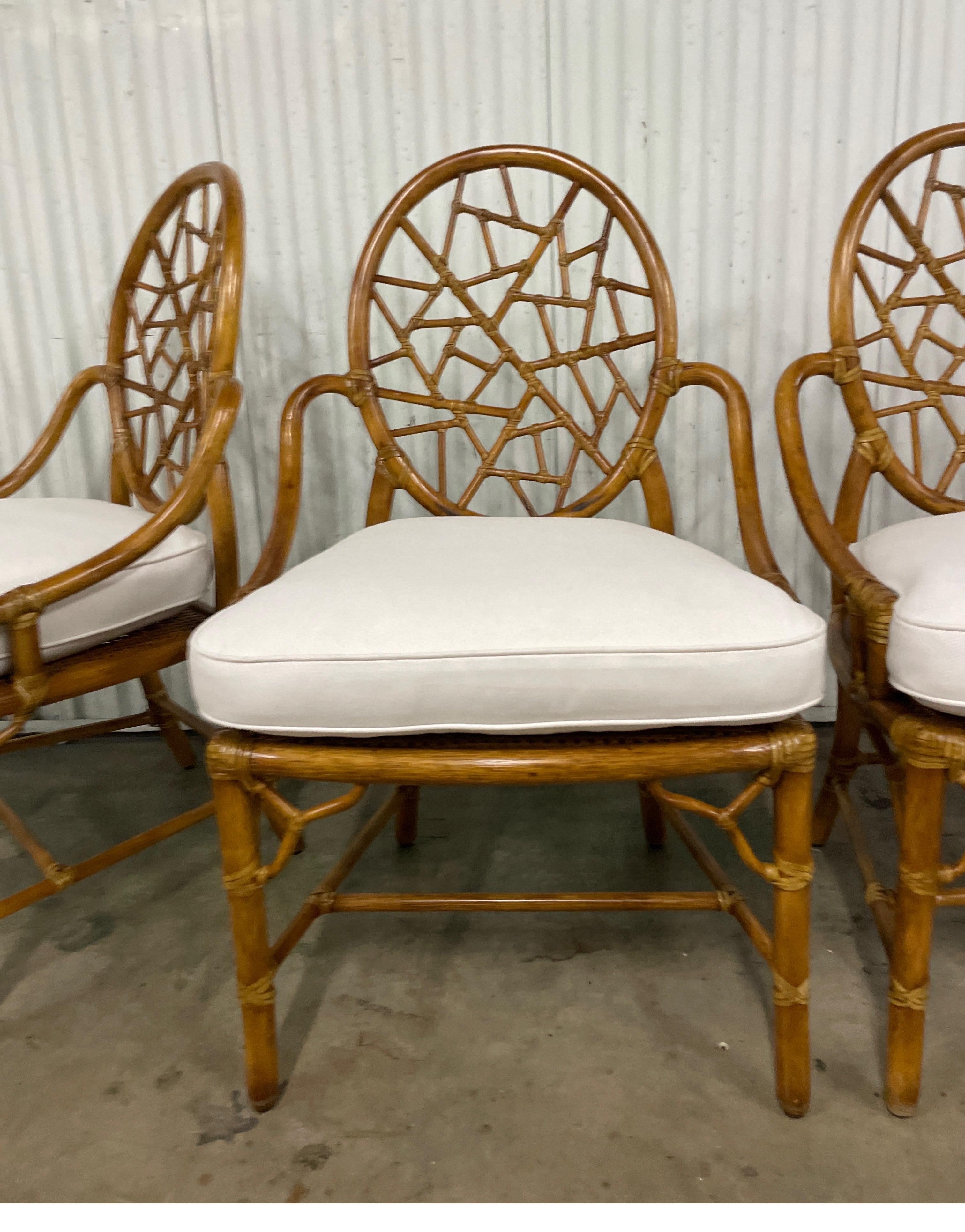Set of Four Vintage Mc Guire Organic Cracked Ice Chairs In Good Condition In West Palm Beach, FL