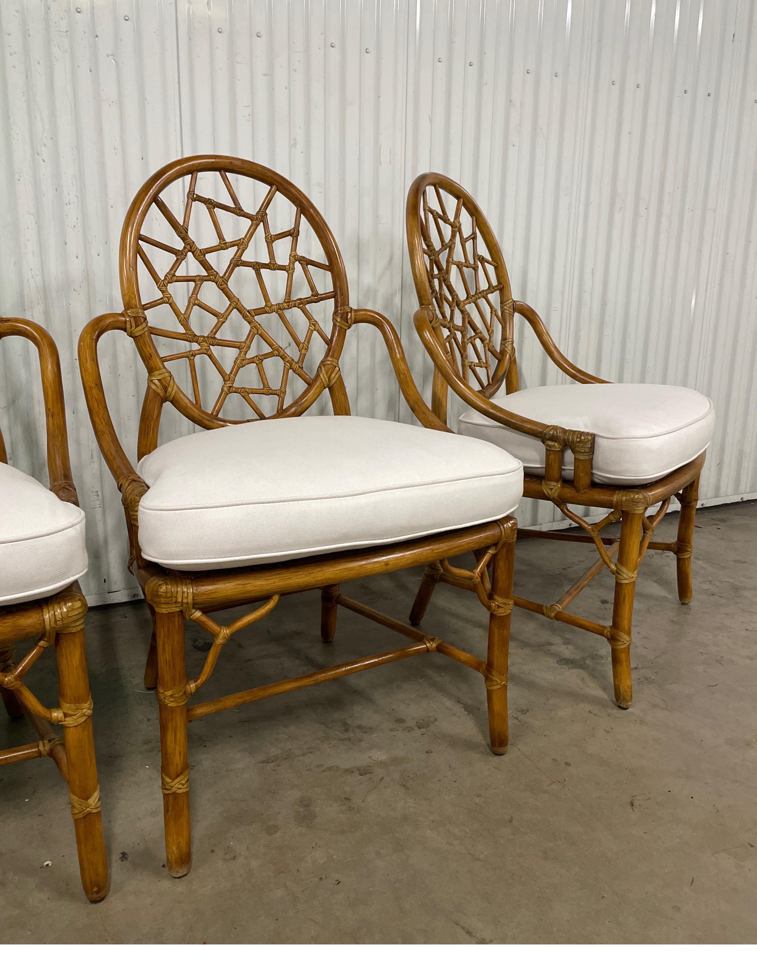 20th Century Set of Four Vintage Mc Guire Organic Cracked Ice Chairs