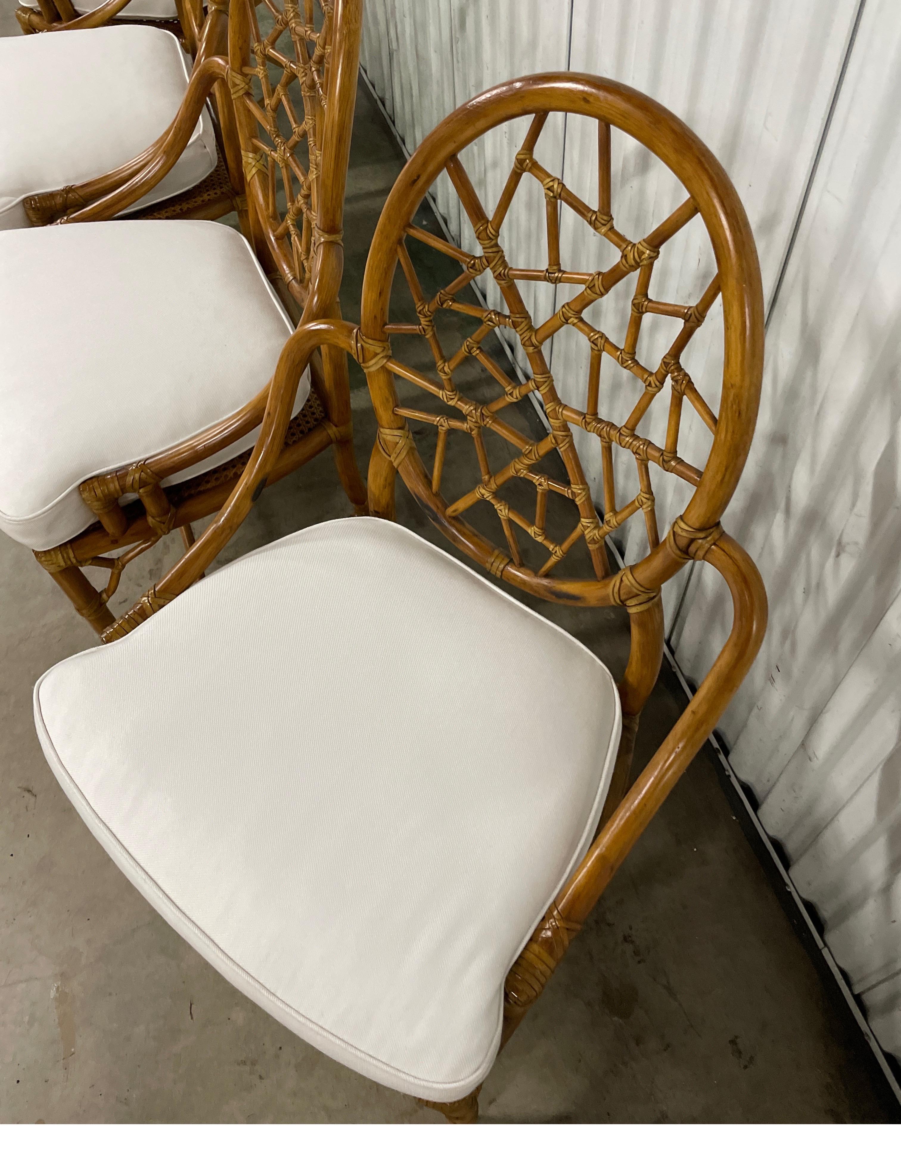 Leather Set of Four Vintage Mc Guire Organic Cracked Ice Chairs