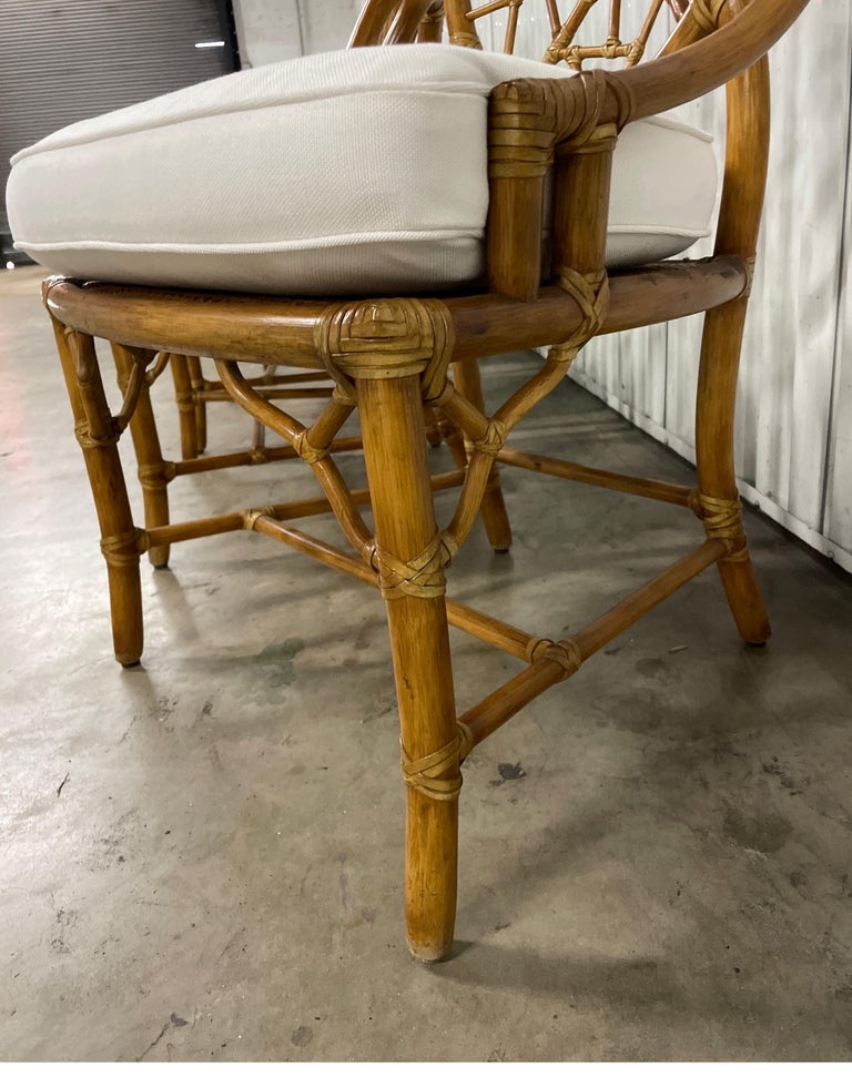 Set of Four Vintage Mc Guire Organic Cracked Ice Chairs For Sale at 1stDibs