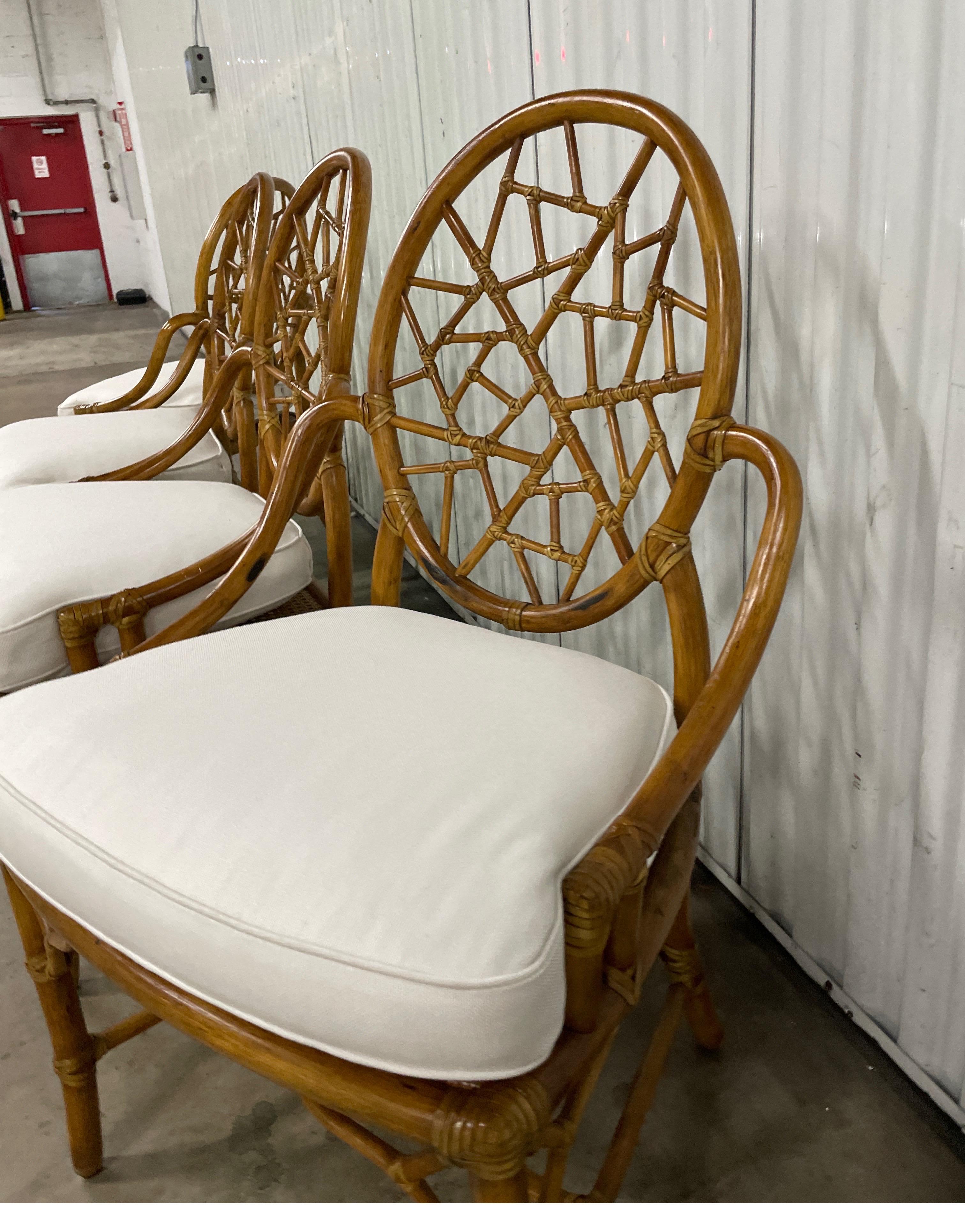 Set of Four Vintage Mc Guire Organic Cracked Ice Chairs 2