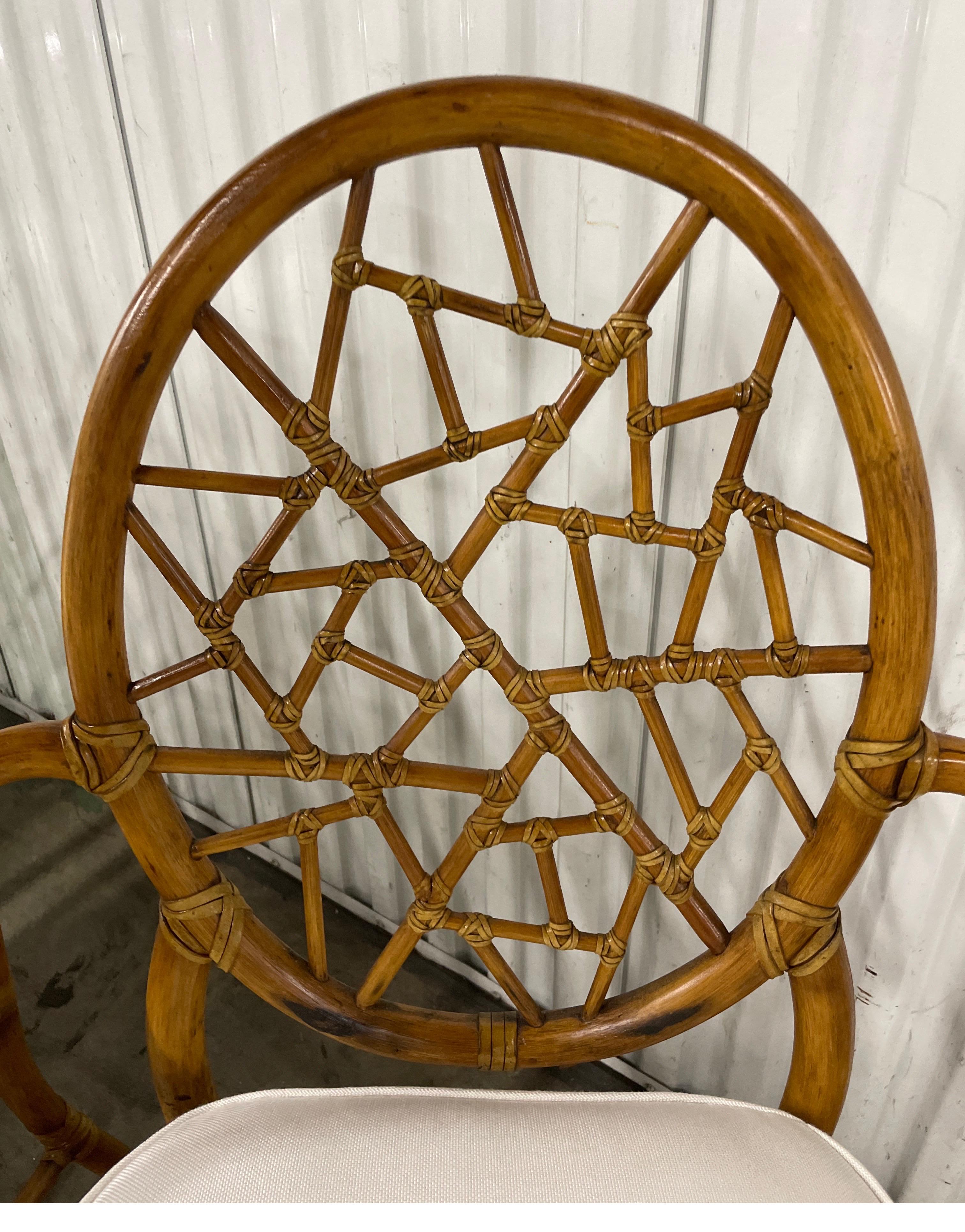 Set of Four Vintage Mc Guire Organic Cracked Ice Chairs 3