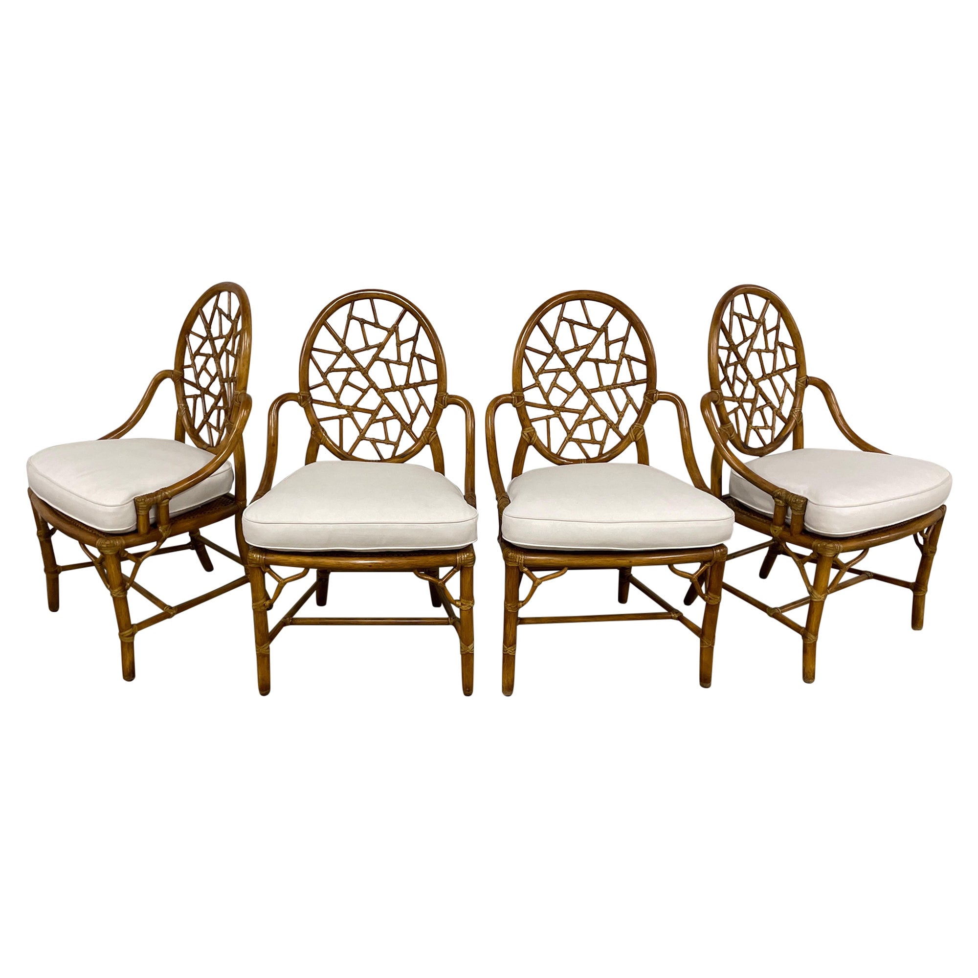 Set of Four Vintage Mc Guire Organic Cracked Ice Chairs