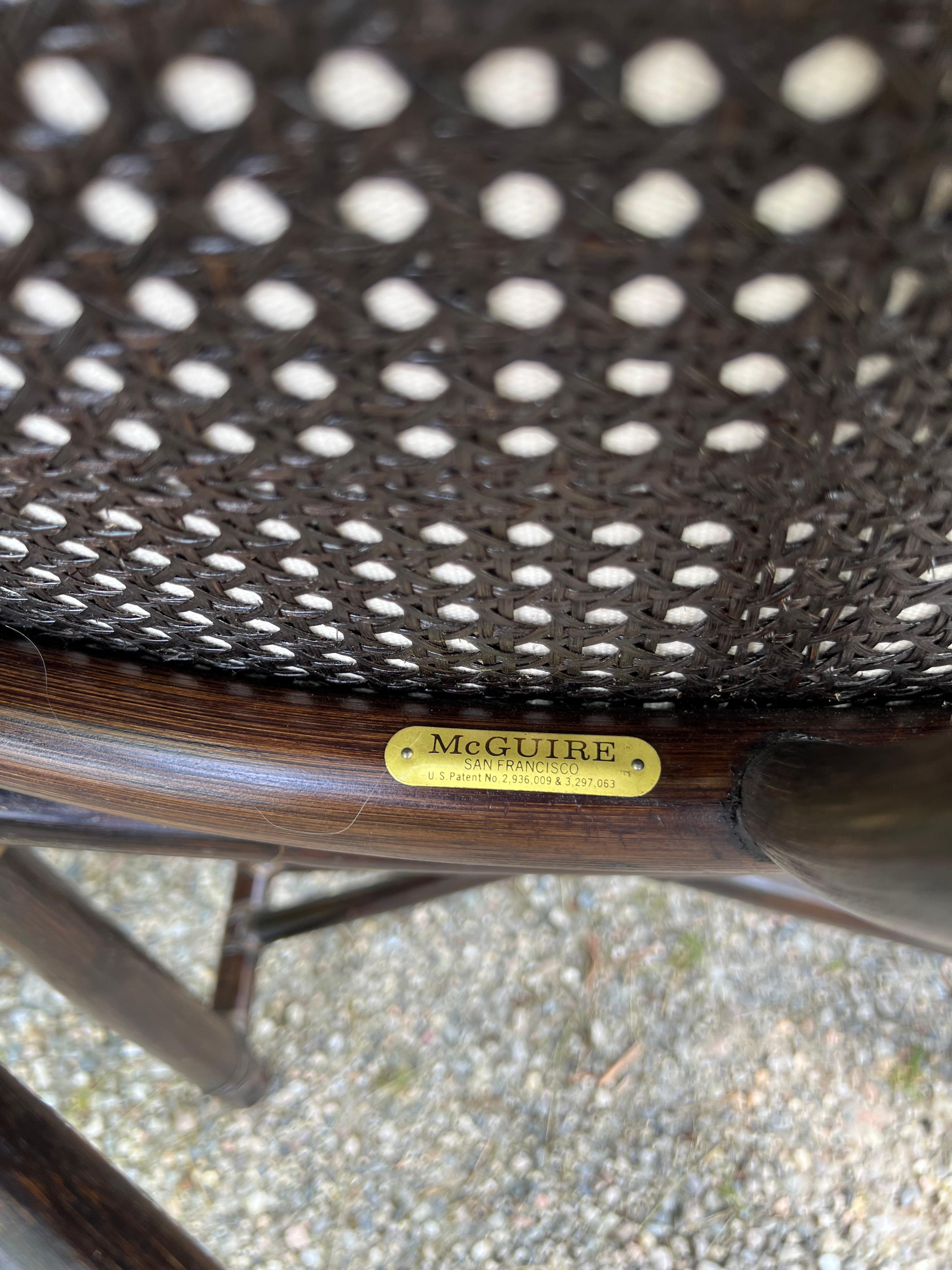 Set of Four McGuire Bamboo Dining Chairs with Cane Backs en vente 3