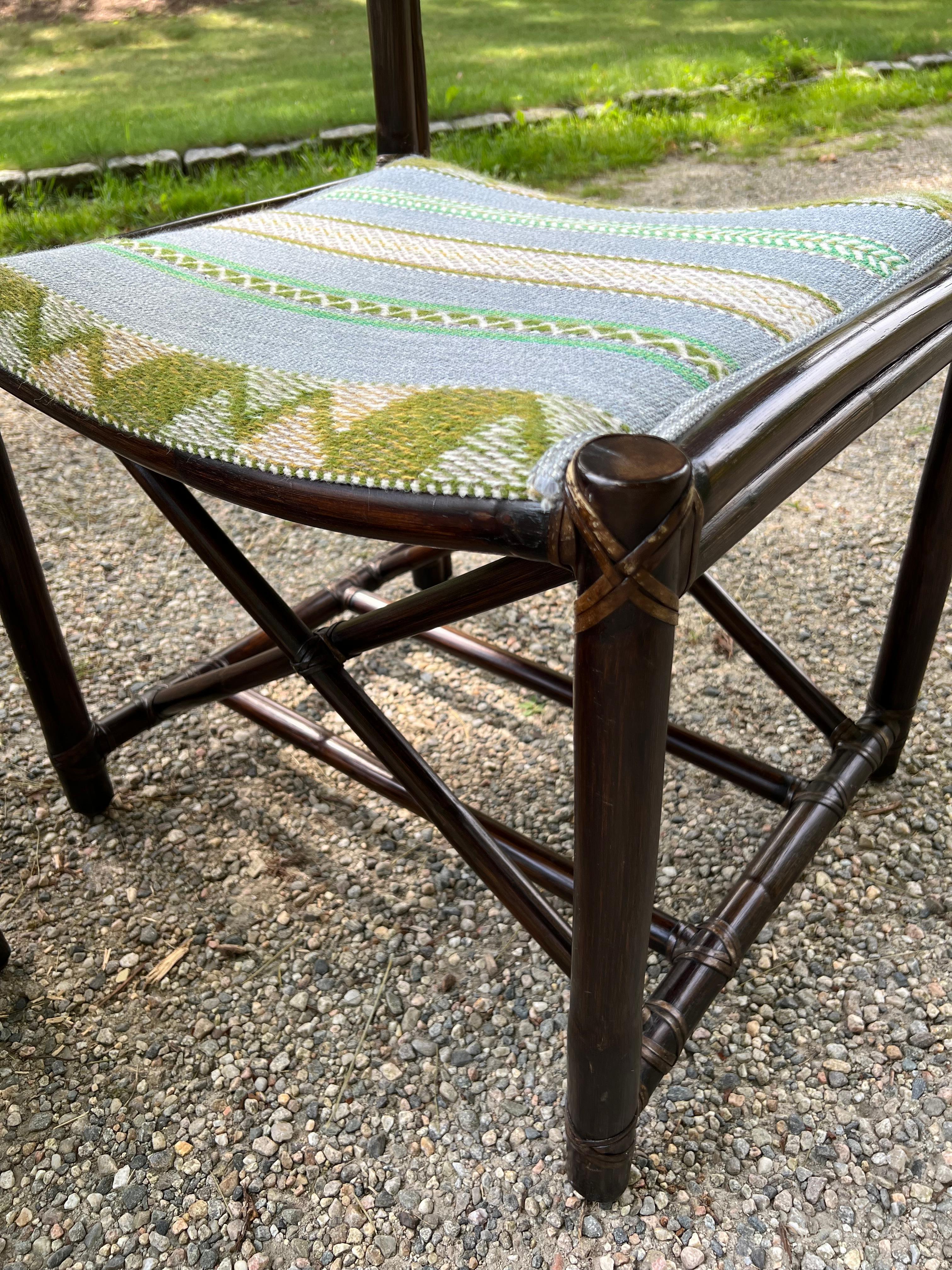 Fin du 20e siècle Set of Four McGuire Bamboo Dining Chairs with Cane Backs en vente