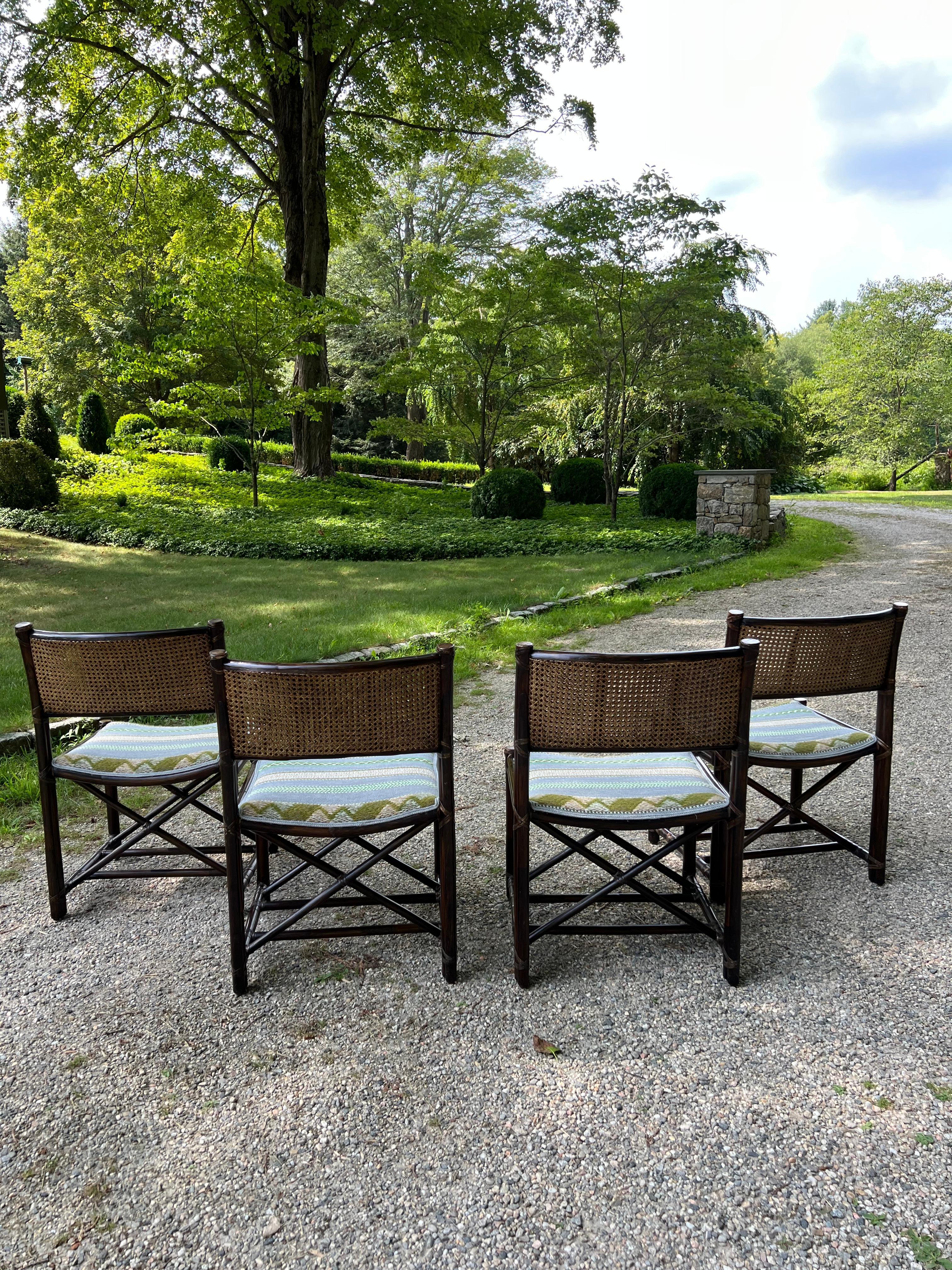 Set of Four McGuire Bamboo Dining Chairs with Cane Backs en vente 1