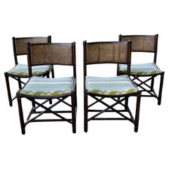 Set of Four McGuire Bamboo Dining Chairs with Cane Backs