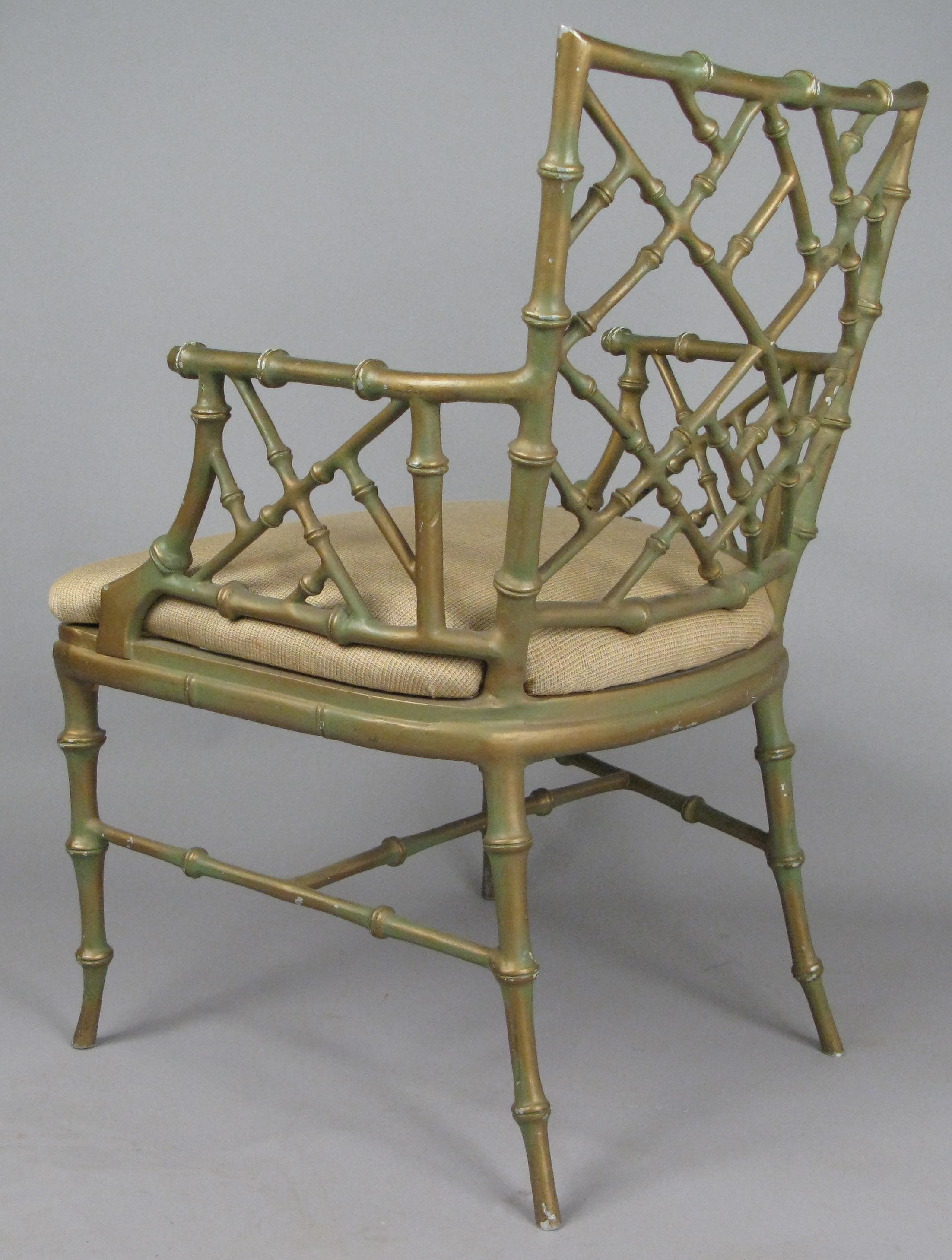 Set of Four Vintage Metal Bamboo Armchairs by Phyllis Morris In Good Condition In Hudson, NY