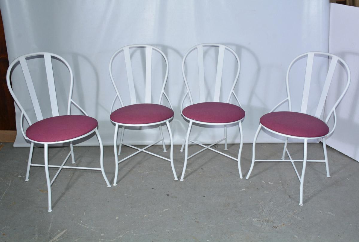 American Set of Four Vintage Metal Garden Dining Chairs For Sale