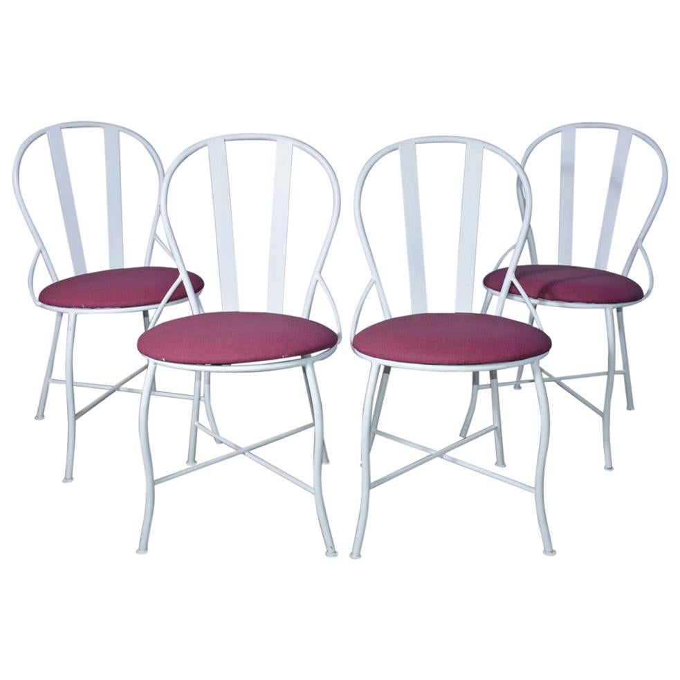 Set of Four Vintage Metal Garden Dining Chairs