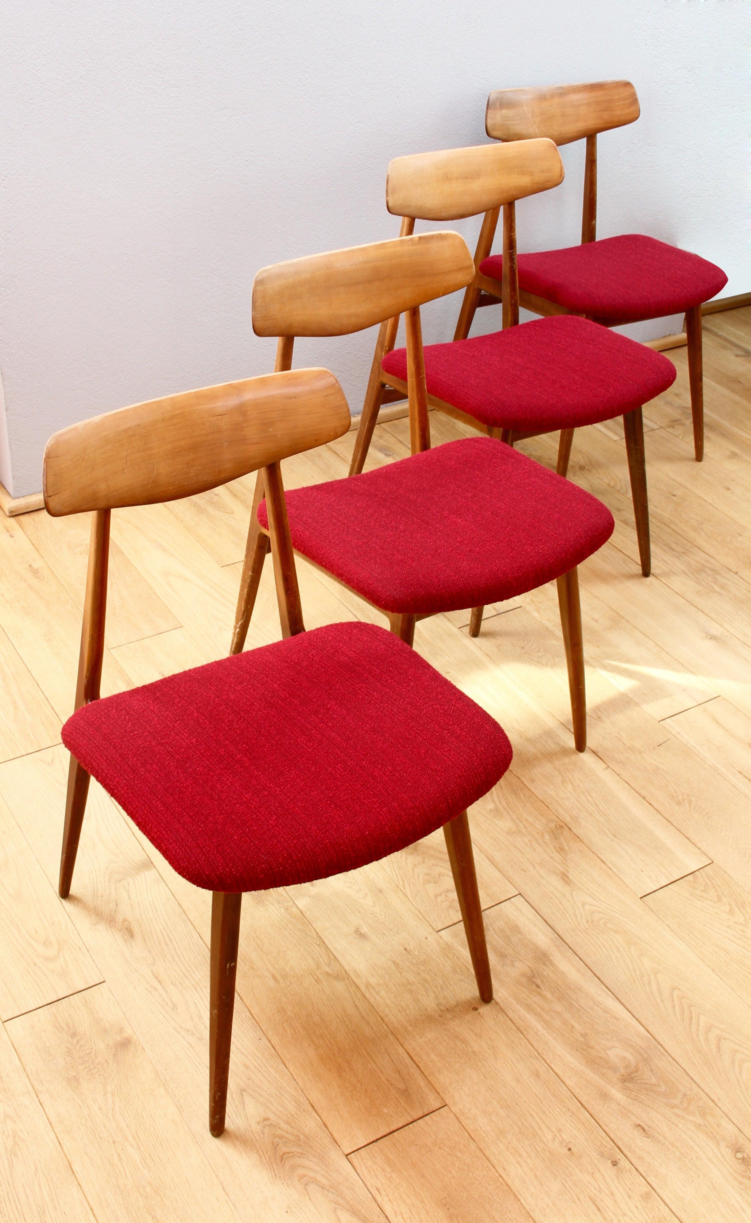 Mid-Century Modern Set of Four Vintage Midcentury Dining Chairs or Stools by Habeo, circa 1950s