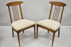 Set of Four Vintage Mid-Century Modern Walnut Spindle Back Dining Chairs