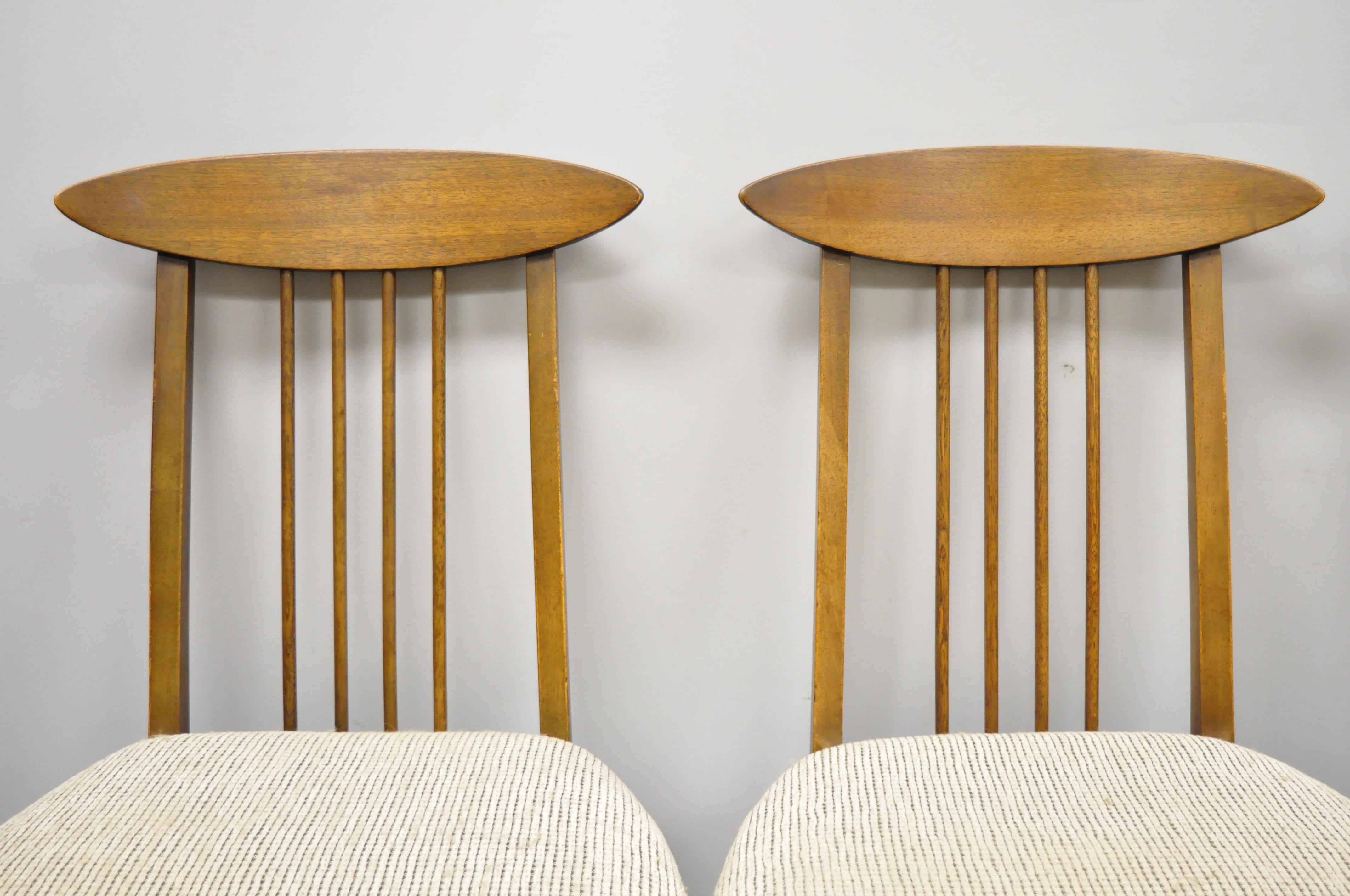 American Set of Four Vintage Mid-Century Modern Walnut Spindle Back Dining Chairs