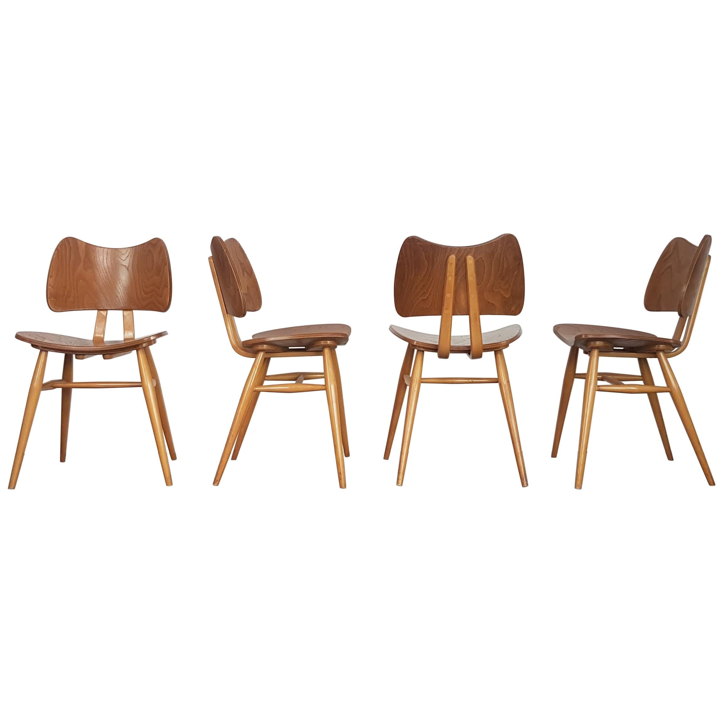 Set of Four Vintage Midcentury Ercol Butterfly Chairs For Sale