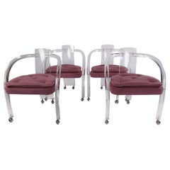 Set of Four Vintage Modern Tubular Lucite Dining Chairs