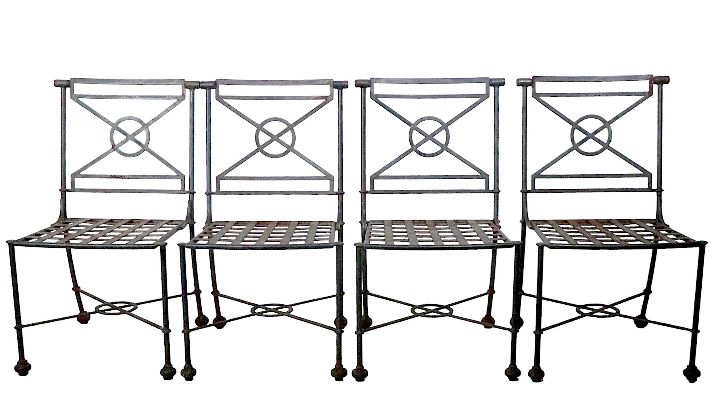 Set of Four Vintage Neoclassical Iron Dining Chairs in the French Style 10