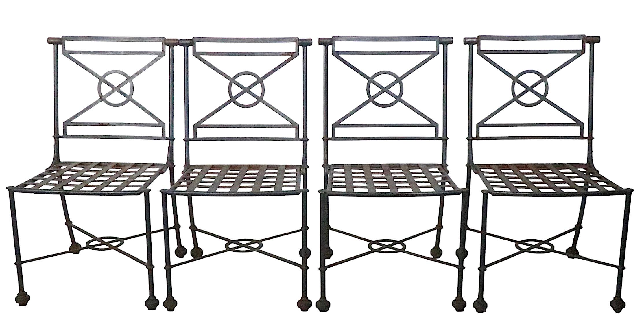 Set of Four Vintage Neoclassical Iron Dining Chairs in the French Style 12
