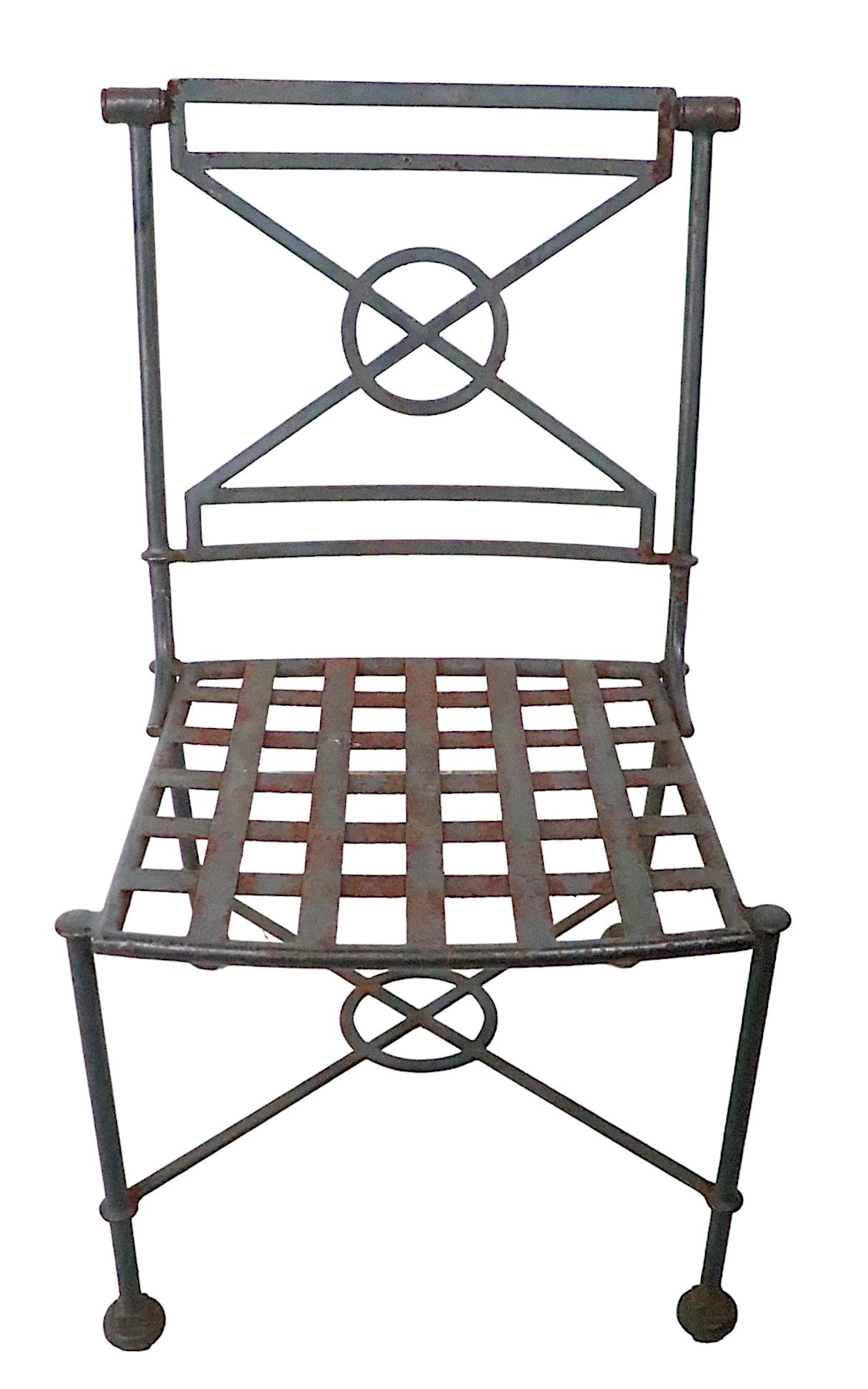 Set of Four Vintage Neoclassical Iron Dining Chairs in the French Style 2