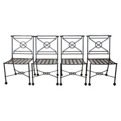 Set of Four Antique Neoclassical Iron Dining Chairs in the French Style