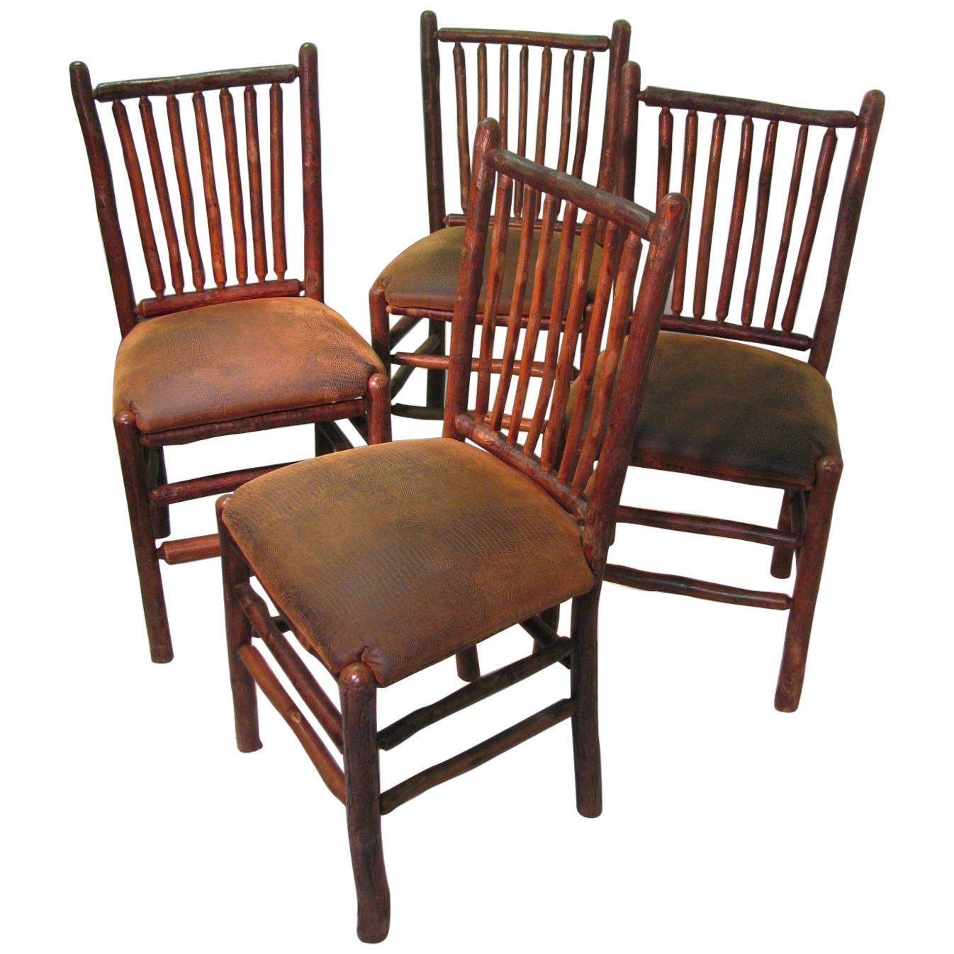 Set of Four Vintage Old Hickory Adirondack Dining Side Chairs