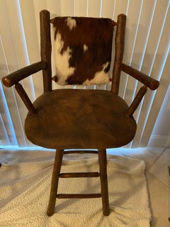 Beautiful Set of Four Vintage Old Hickory Swivel Bar Stools
