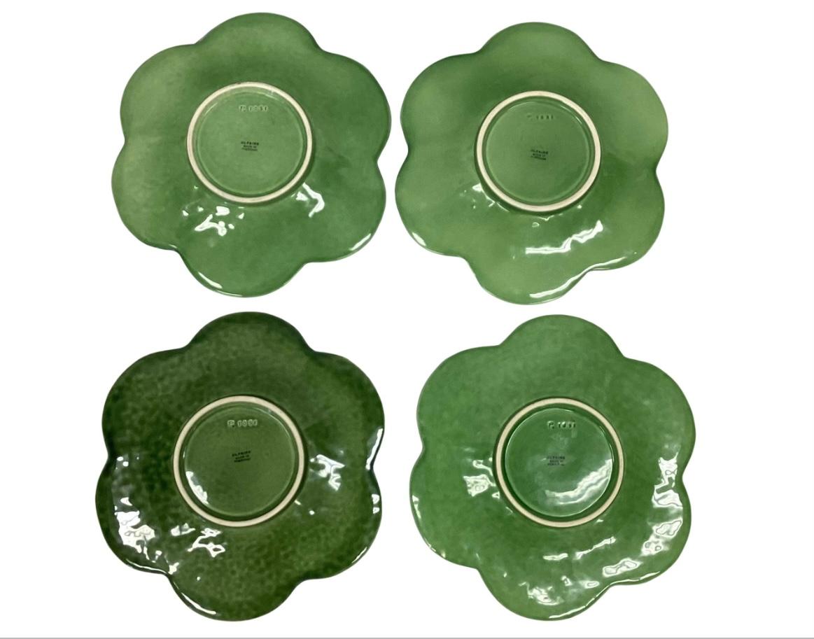 Art Nouveau Set of Four Vintage Olfaire Portugal Ceramic Charger Plates For Sale
