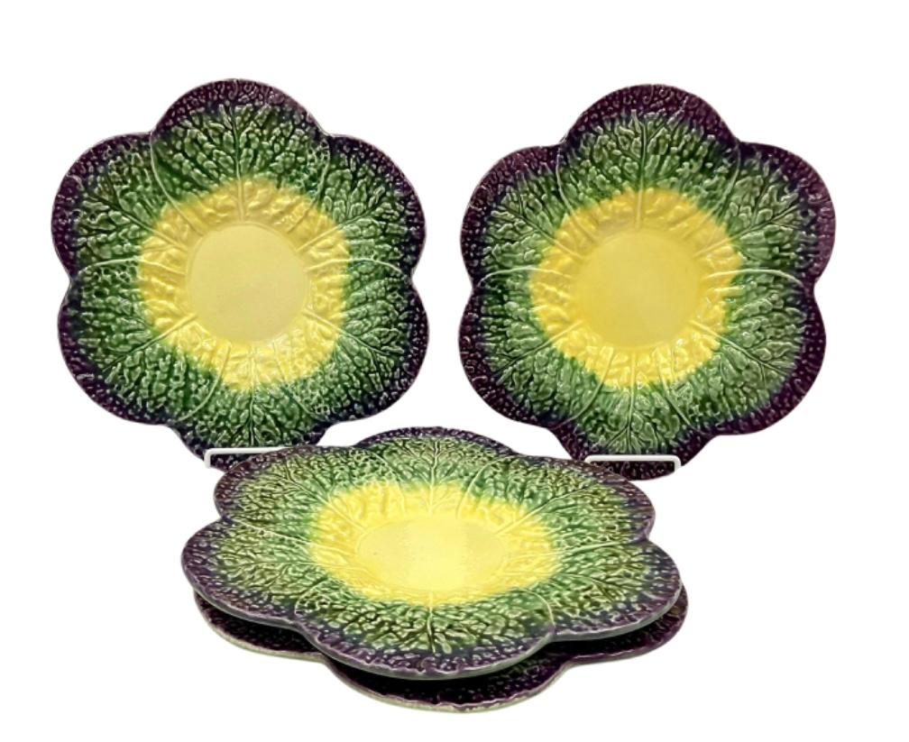 Set of Four Vintage Olfaire Portugal Ceramic Charger Plates In Good Condition For Sale In Bradenton, FL