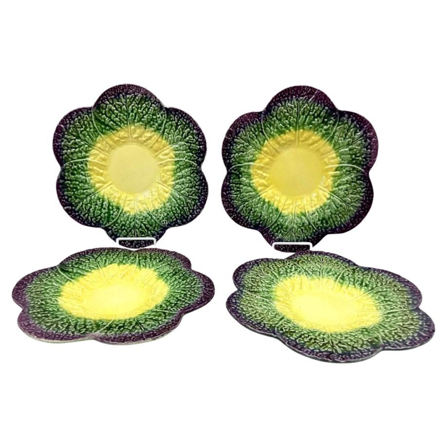 Set of Four Vintage Olfaire Portugal Ceramic Charger Plates For Sale