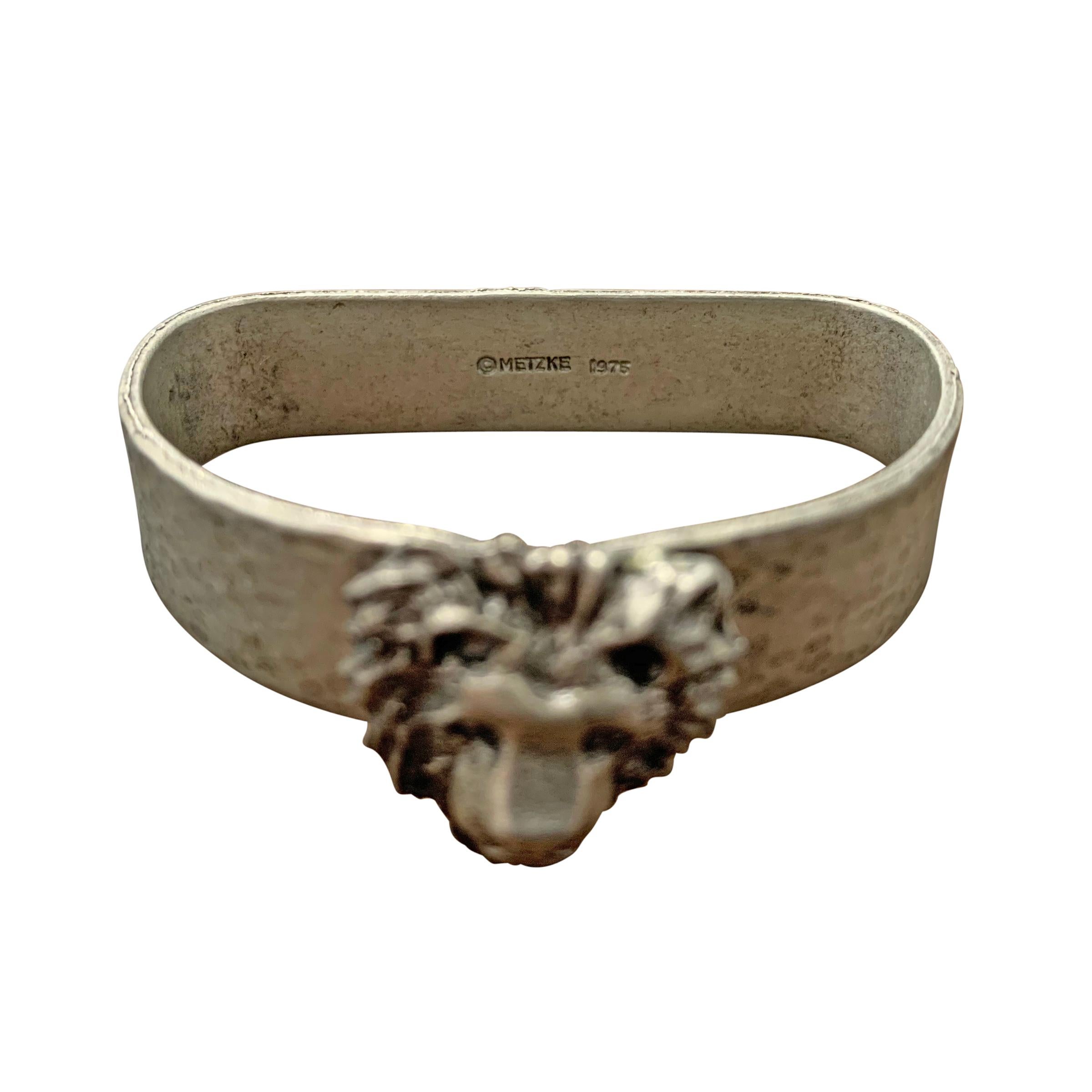 Set of Four Vintage Pewter Safari Themed Napkin Rings 5