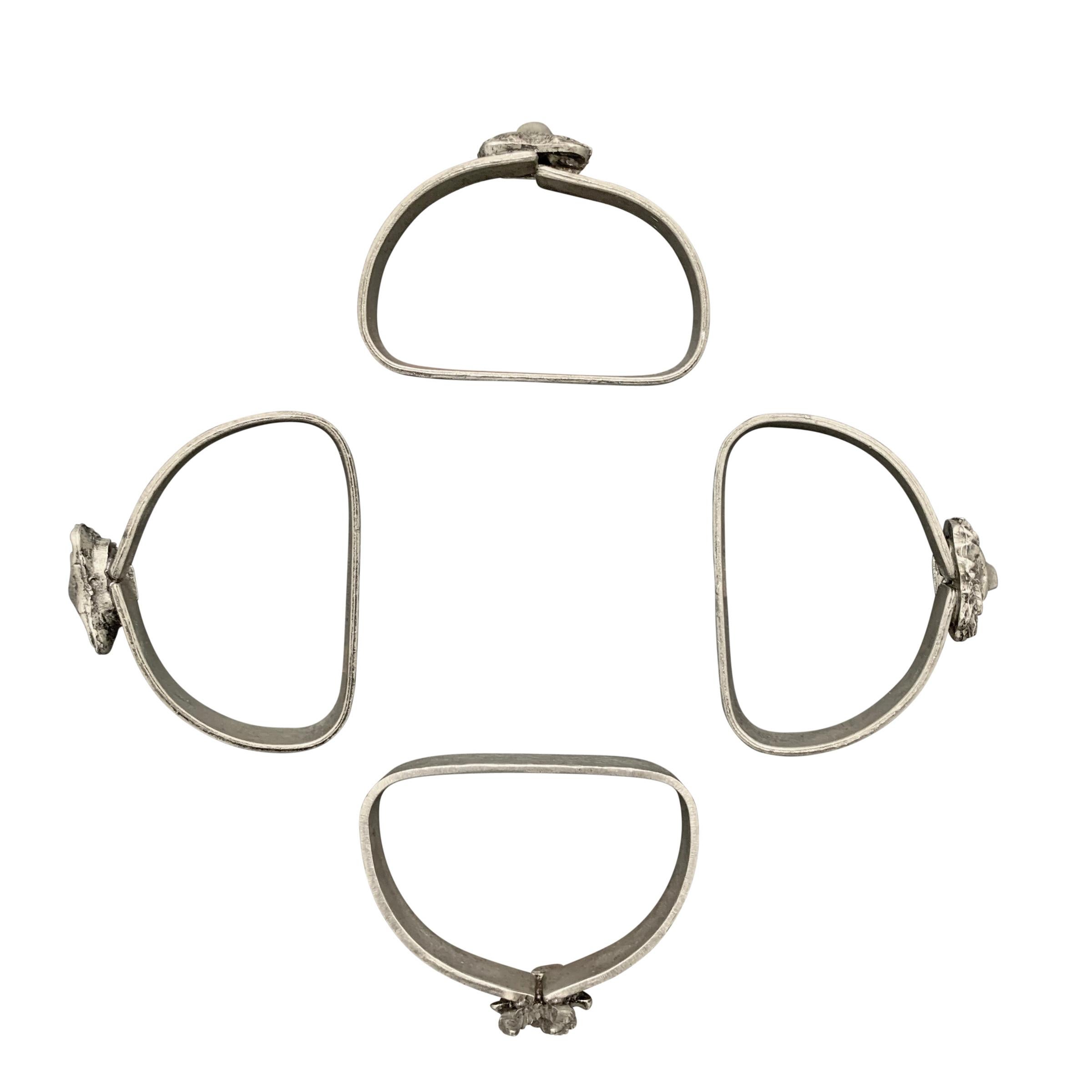 Set of Four Vintage Pewter Safari Themed Napkin Rings 2
