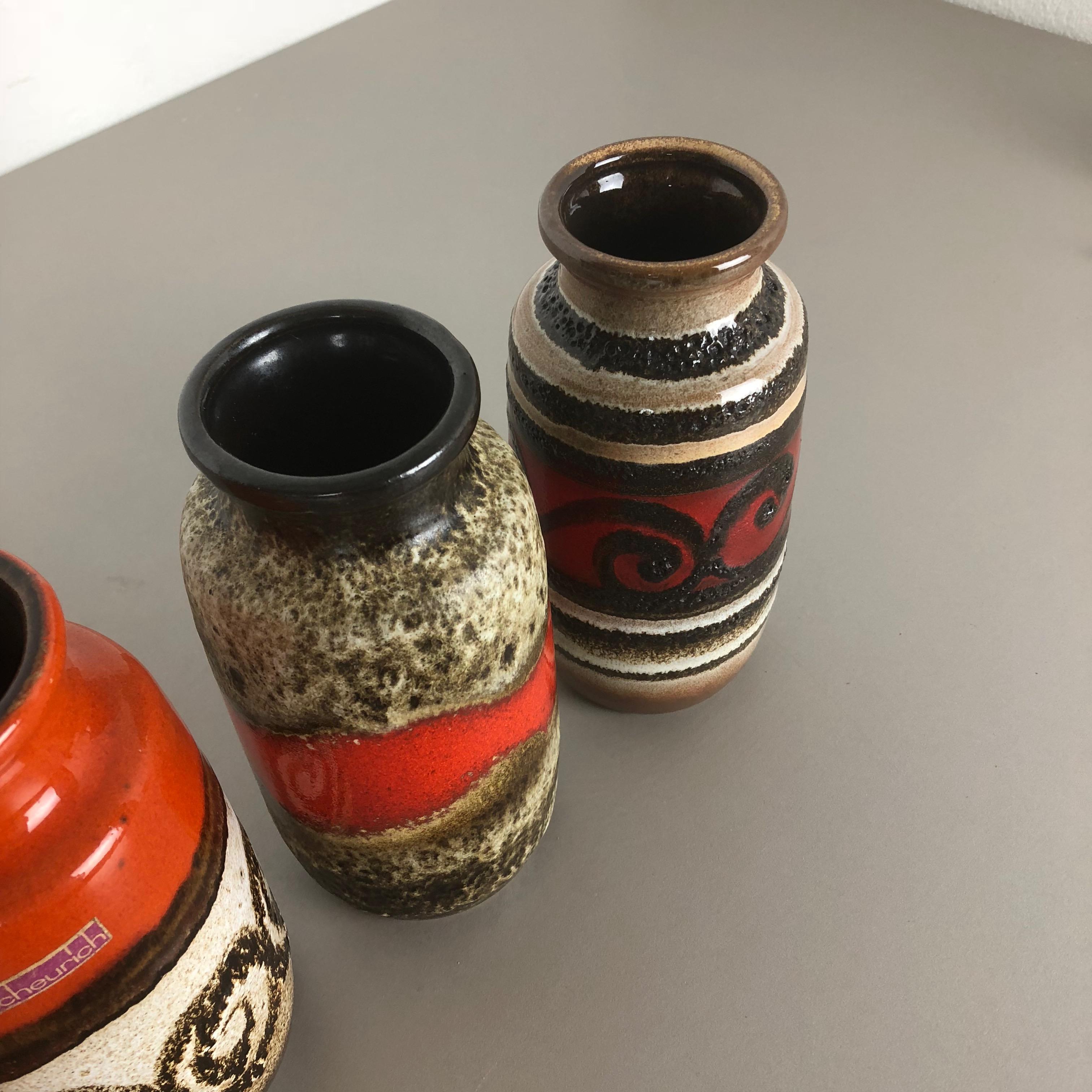 Set of Four Vintage Pottery Fat Lava 