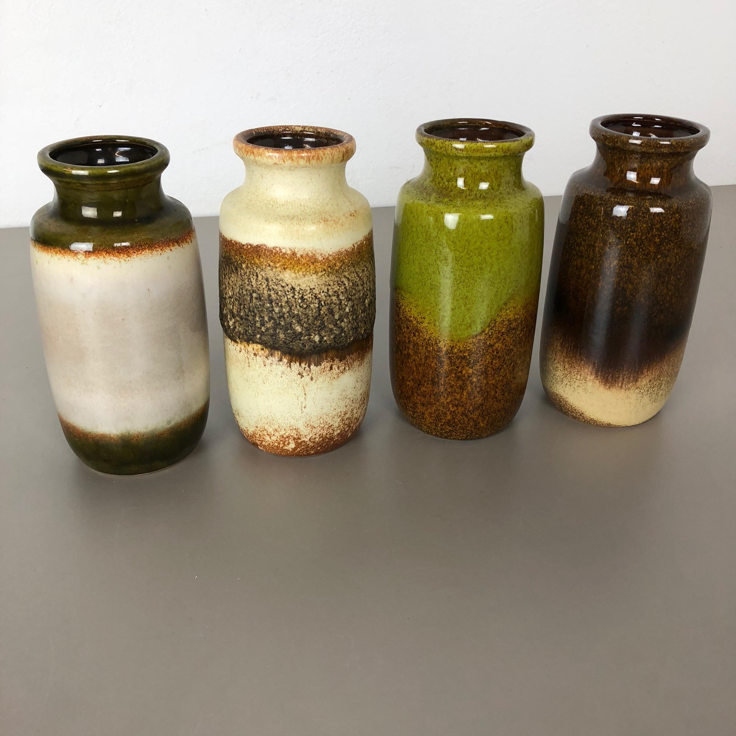 Mid-Century Modern Set of Four Vintage Pottery Fat Lava 