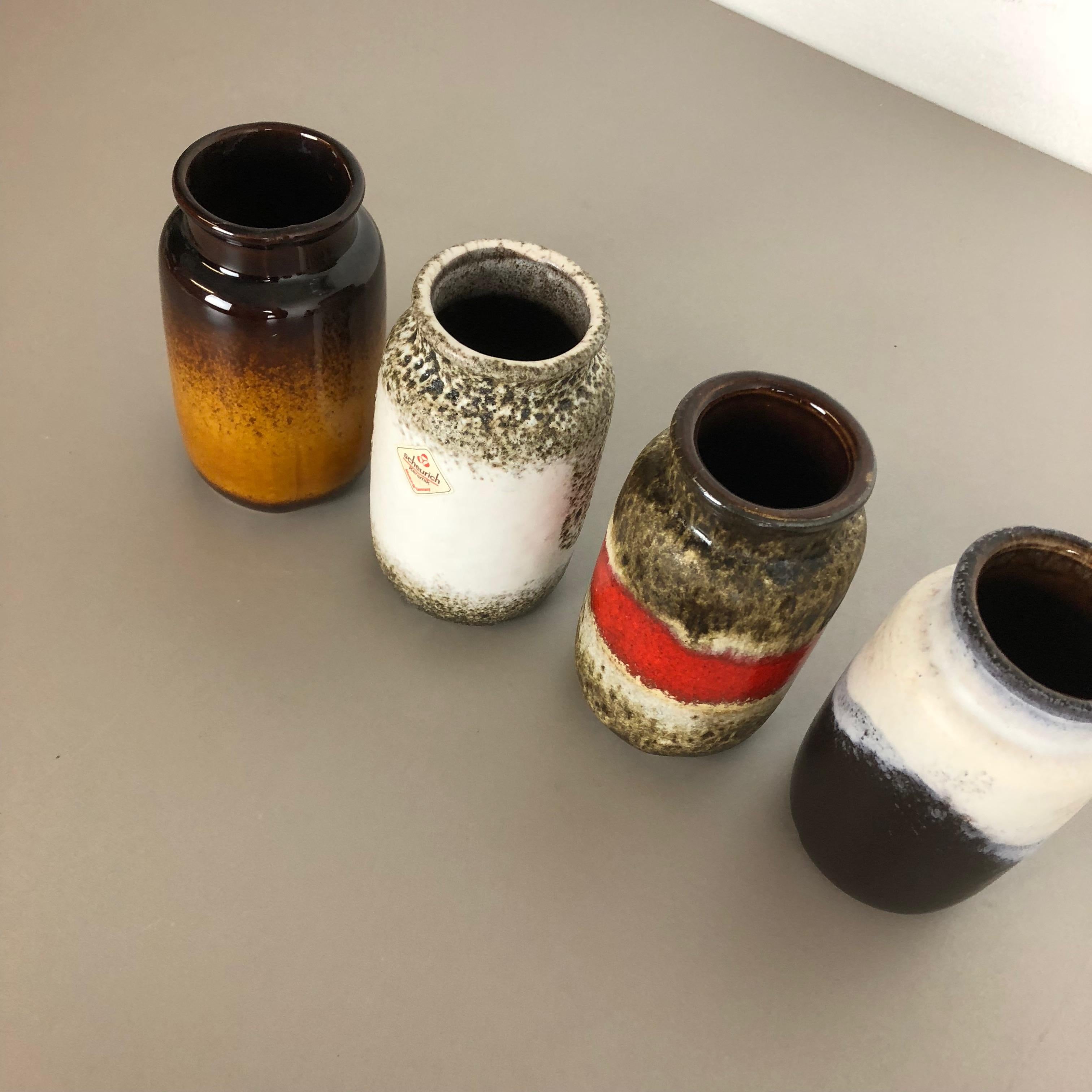 Set of Four Vintage Pottery Fat Lava 