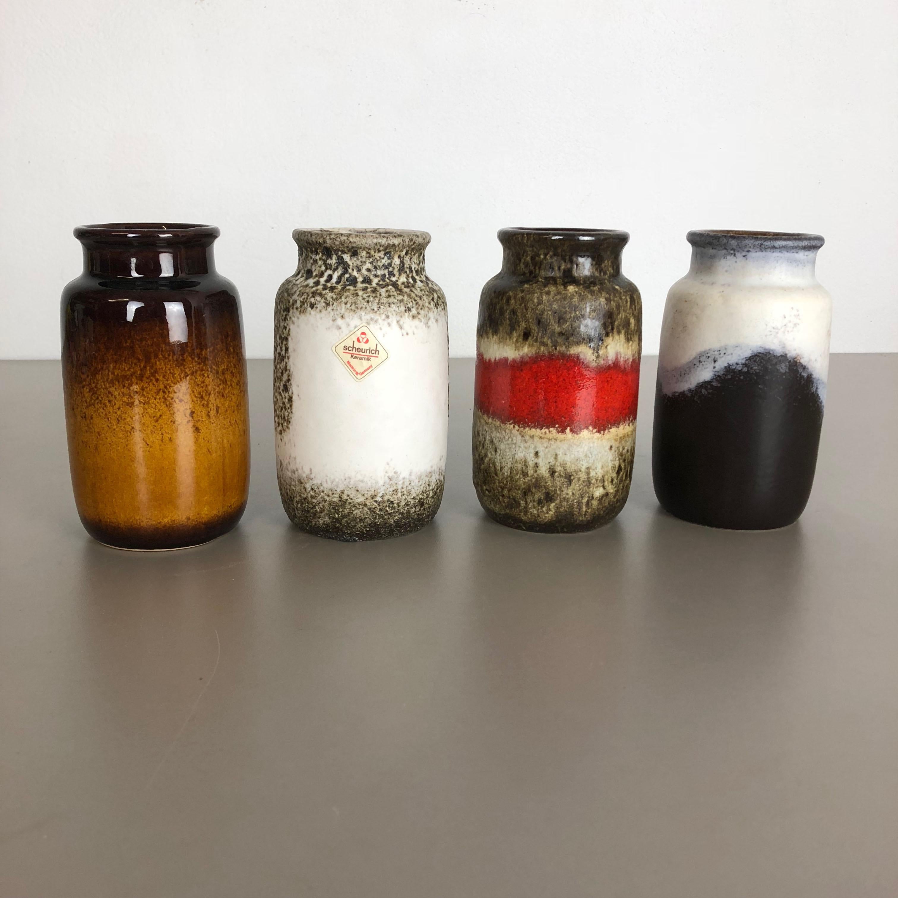 Set of Four Vintage Pottery Fat Lava 