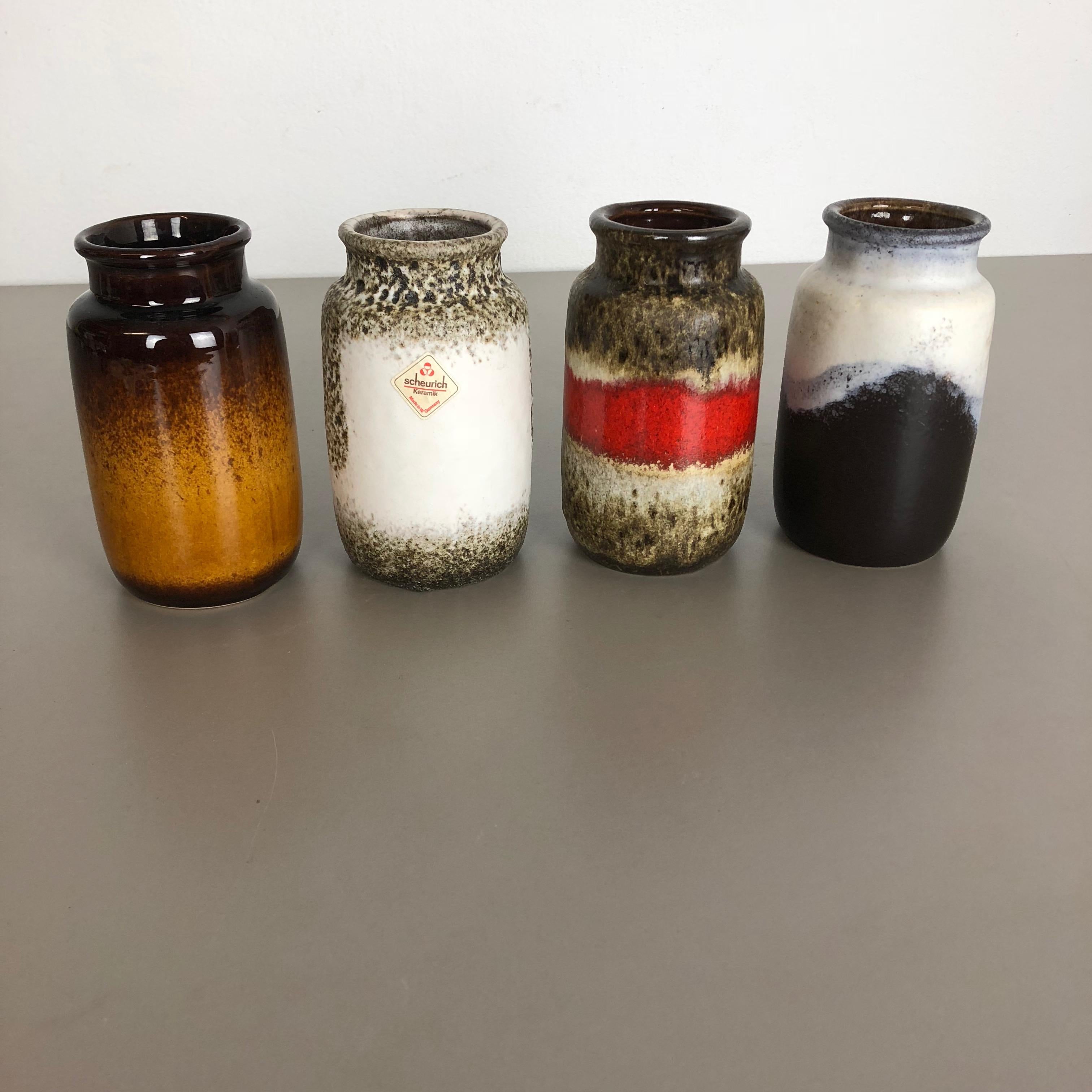 Set of Four Vintage Pottery Fat Lava 