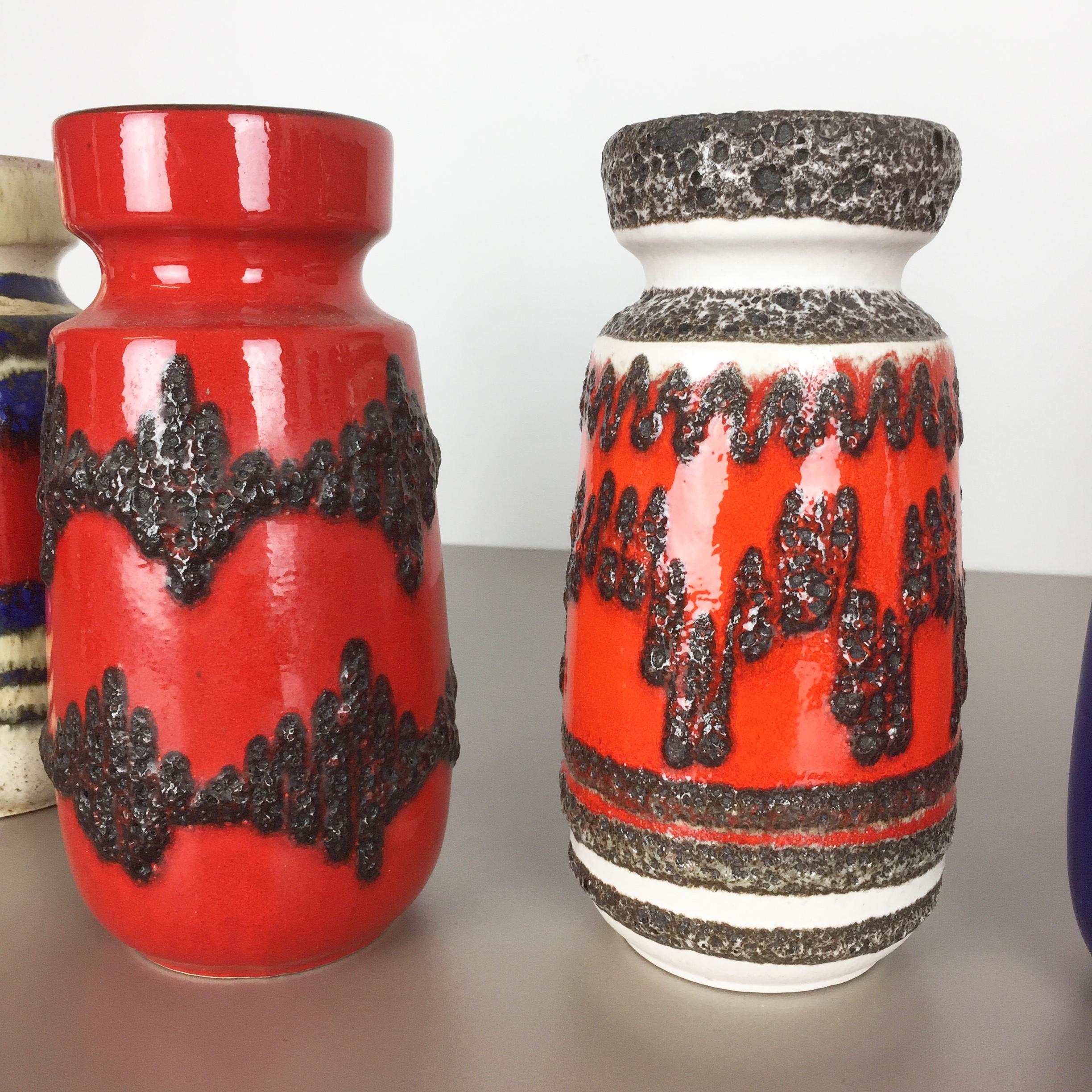 Mid-Century Modern Set of Four Vintage Pottery Fat Lava 