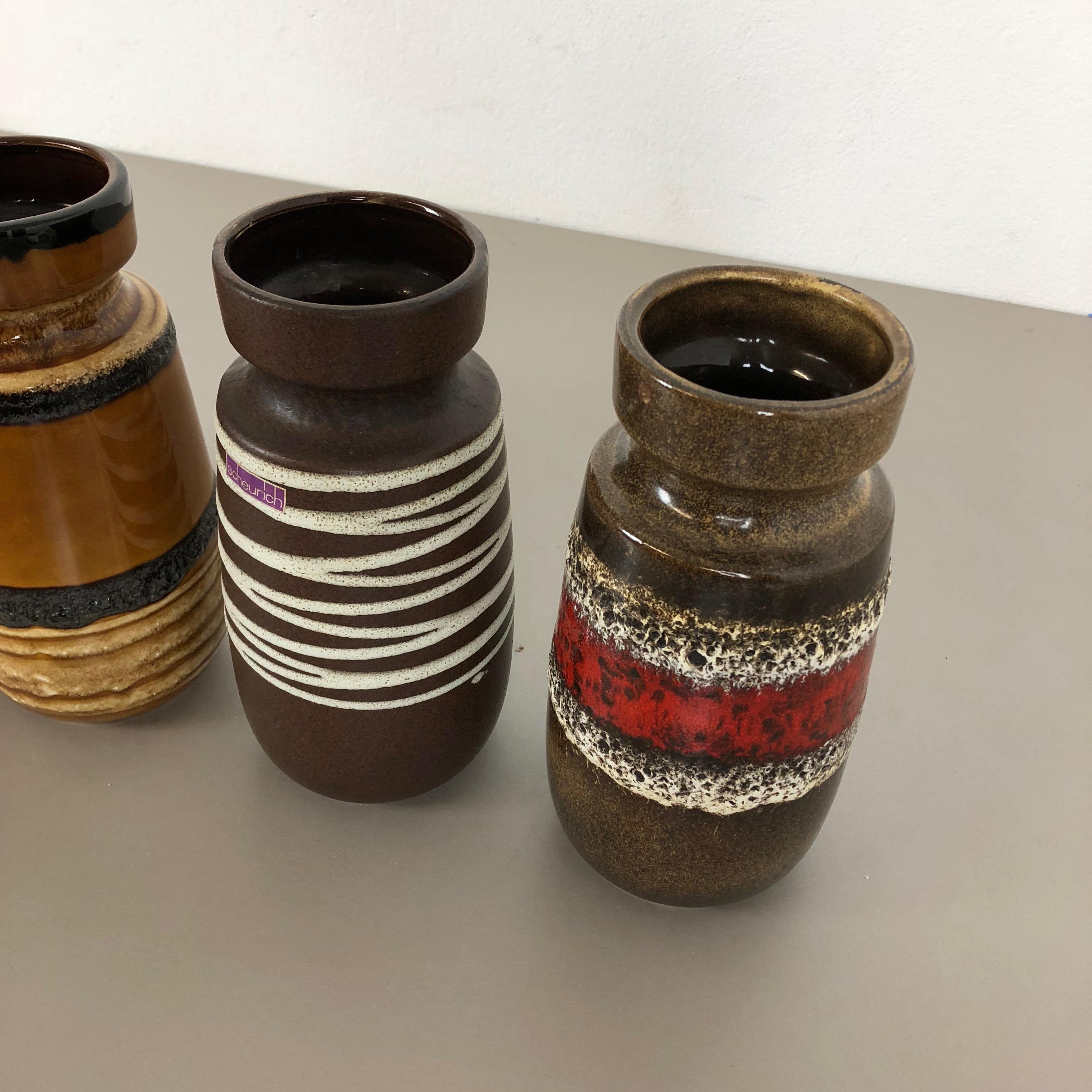 Set of Four Vintage Pottery Fat Lava 