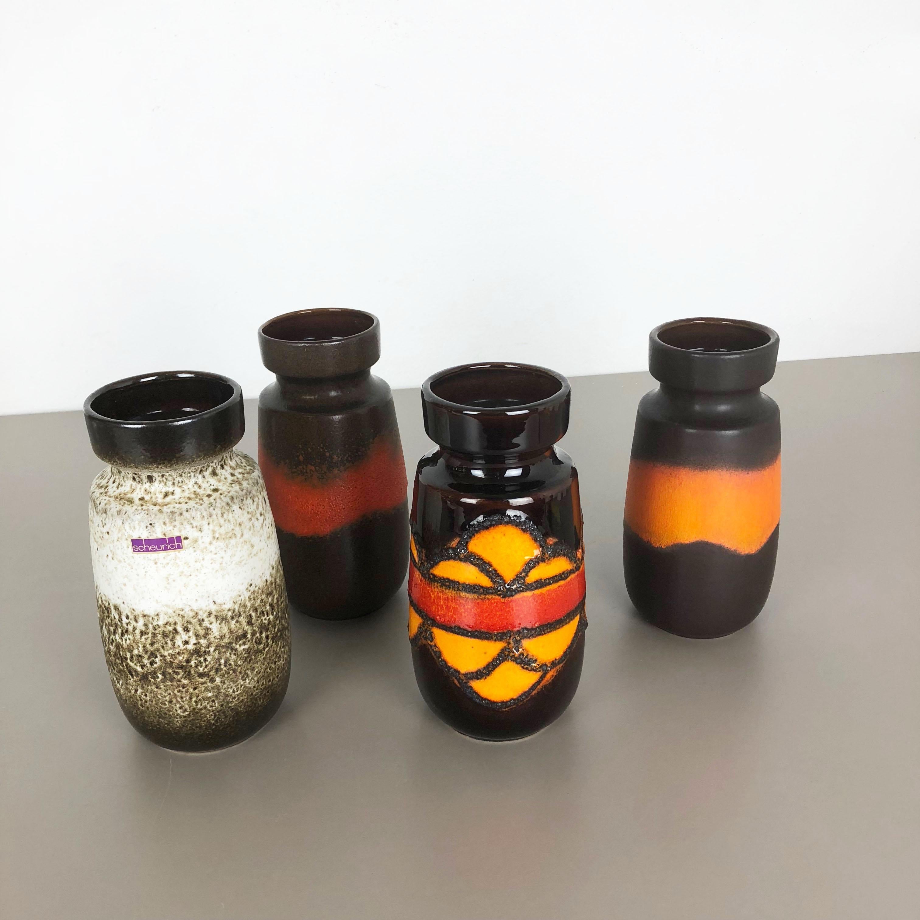 Set di quattro vasi d'epoca in ceramica Fat Lava 